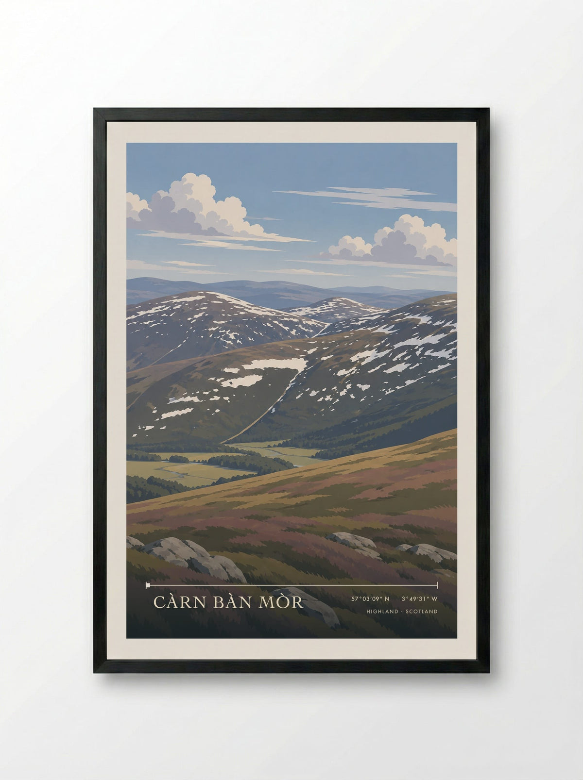 Càrn Bàn Mòr, Highland | Travel Poster - Framed Print Black
