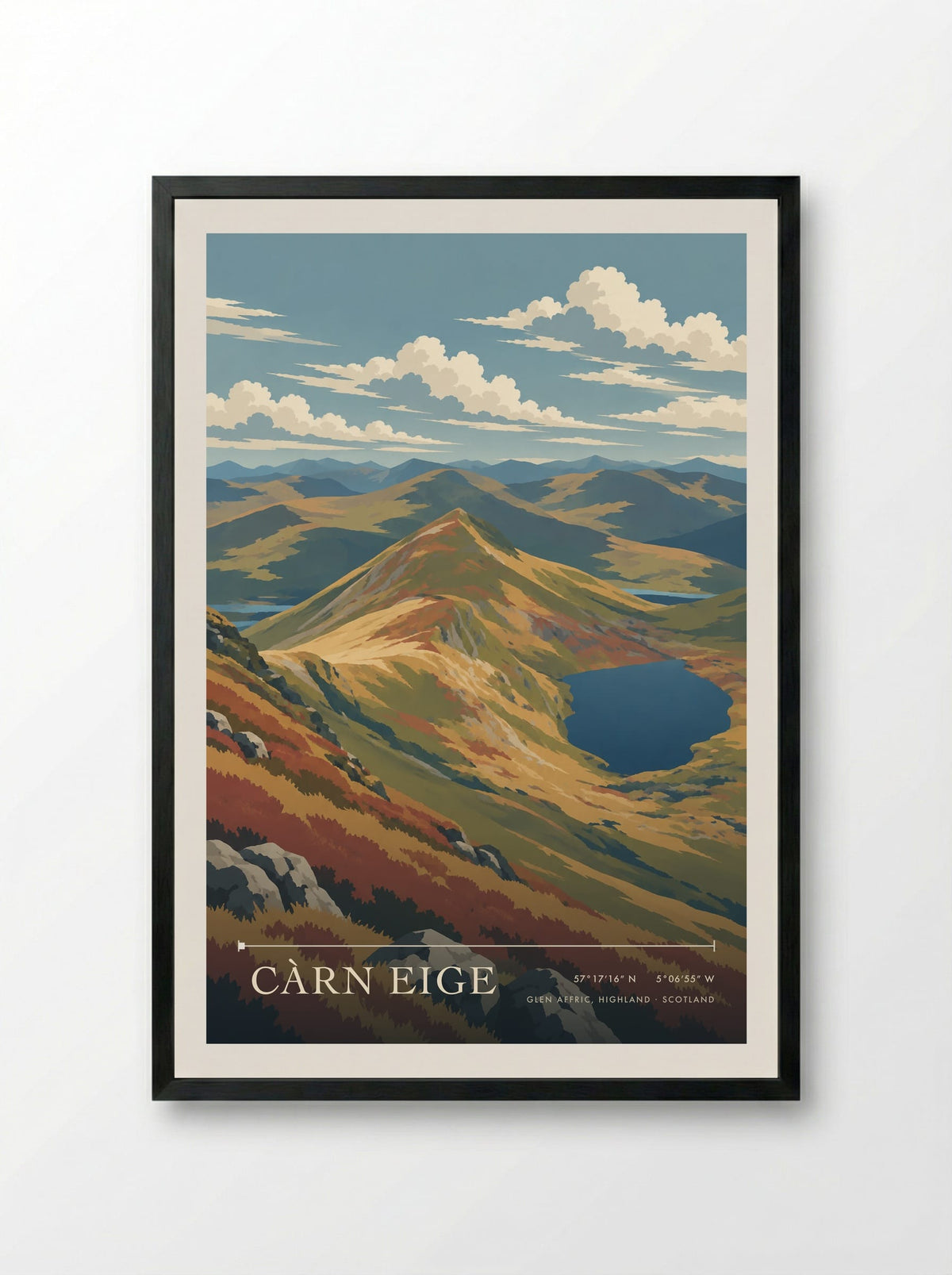 Càrn Eige, Glen Affric, Highland | Travel Poster - Framed Print Black