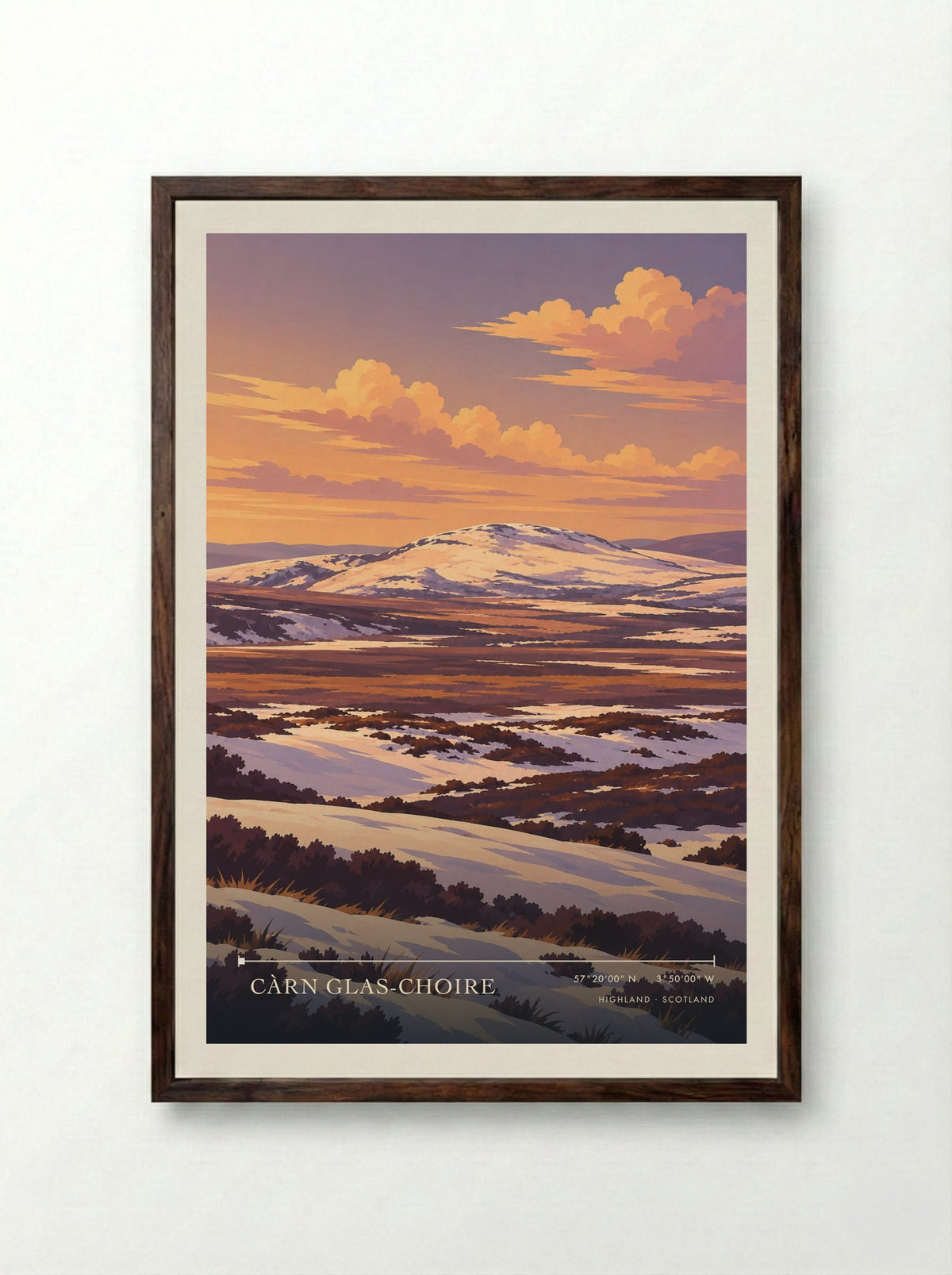 Càrn Glas-choire, Highland | Travel Poster - Framed Print Dark Wood