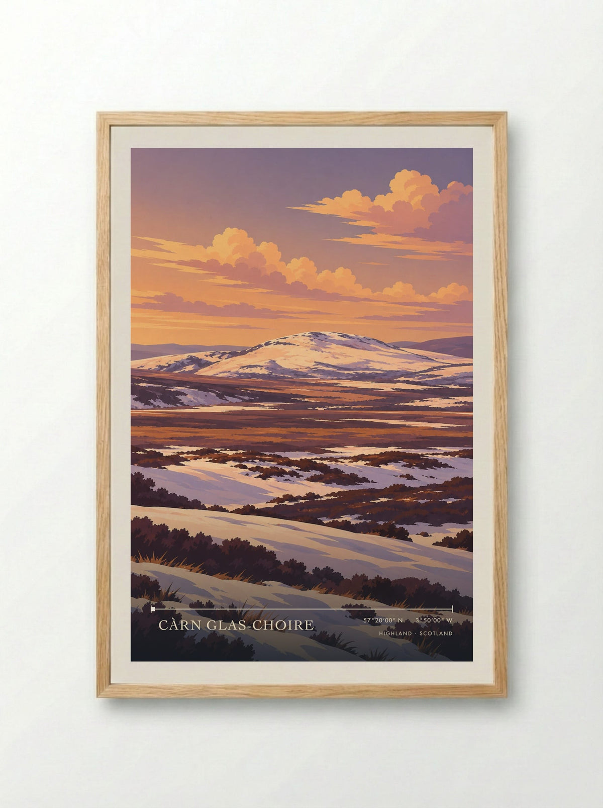 Càrn Glas-choire, Highland | Travel Poster - Framed Print Wood