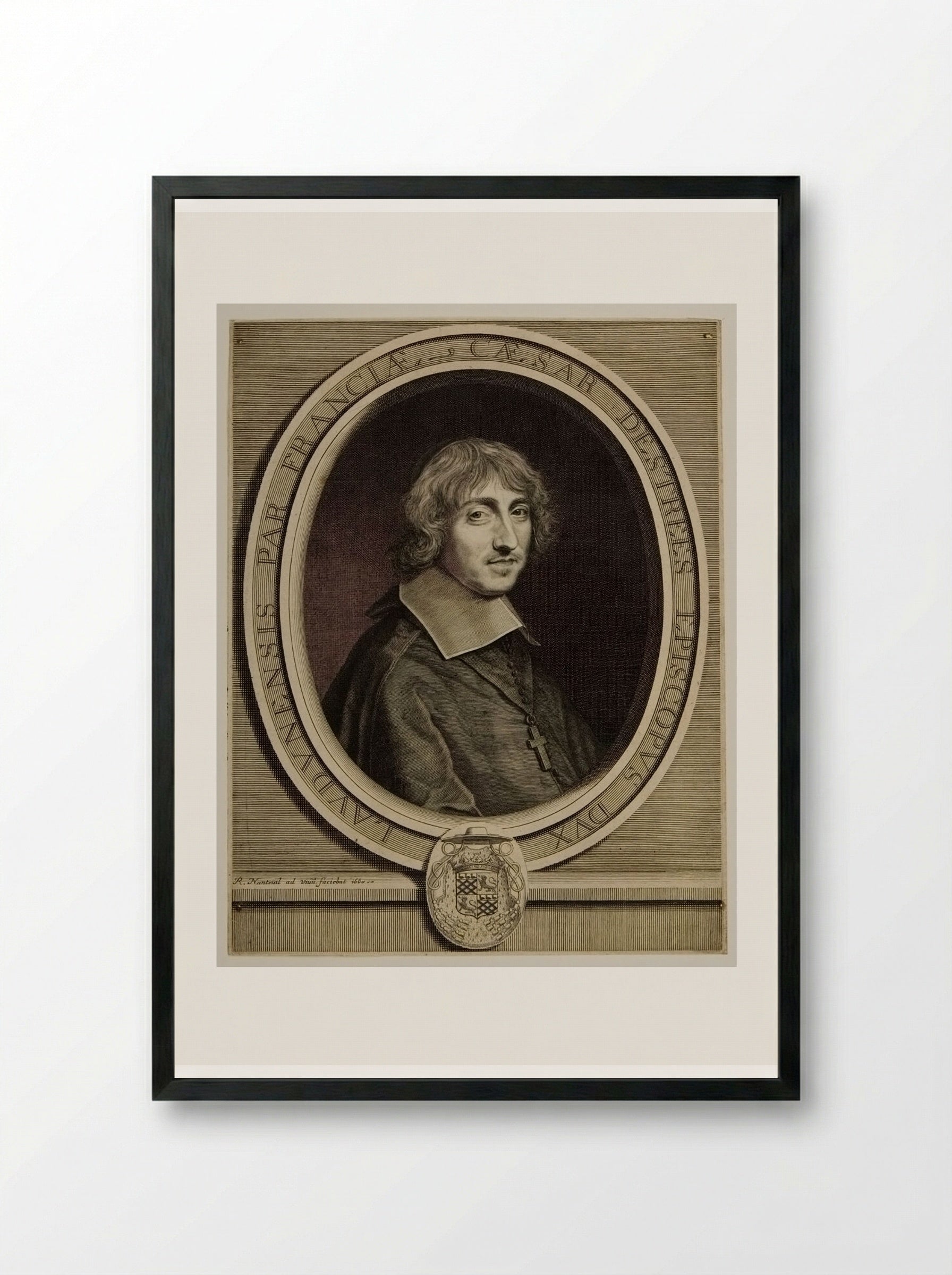 César, Cardinal d'Estrées, Evêque-Duc de Laon - Robert Nanteuil - Framed Print Black