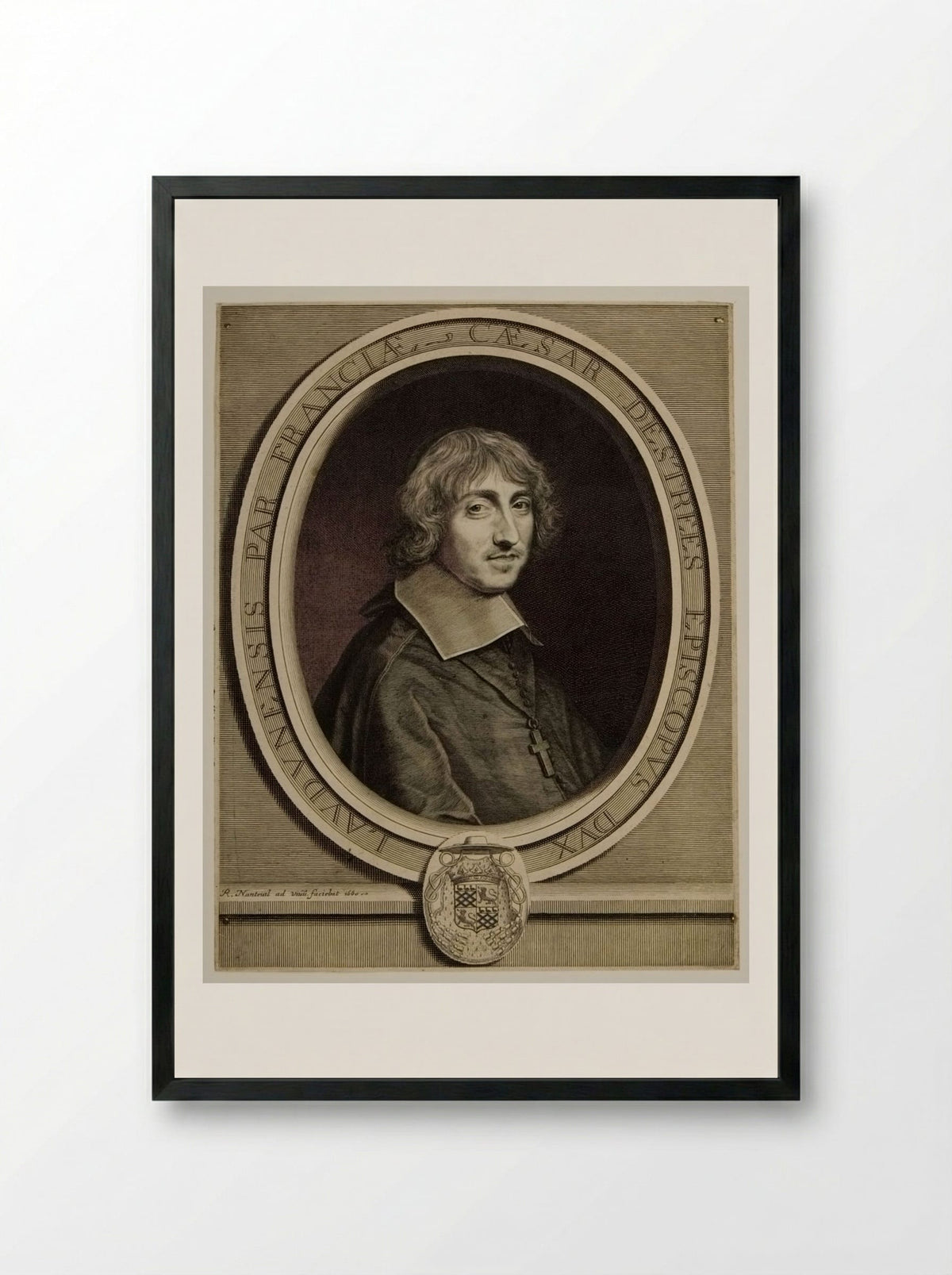 César, Cardinal d'Estrées, Evêque-Duc de Laon - Robert Nanteuil - Framed Print Black