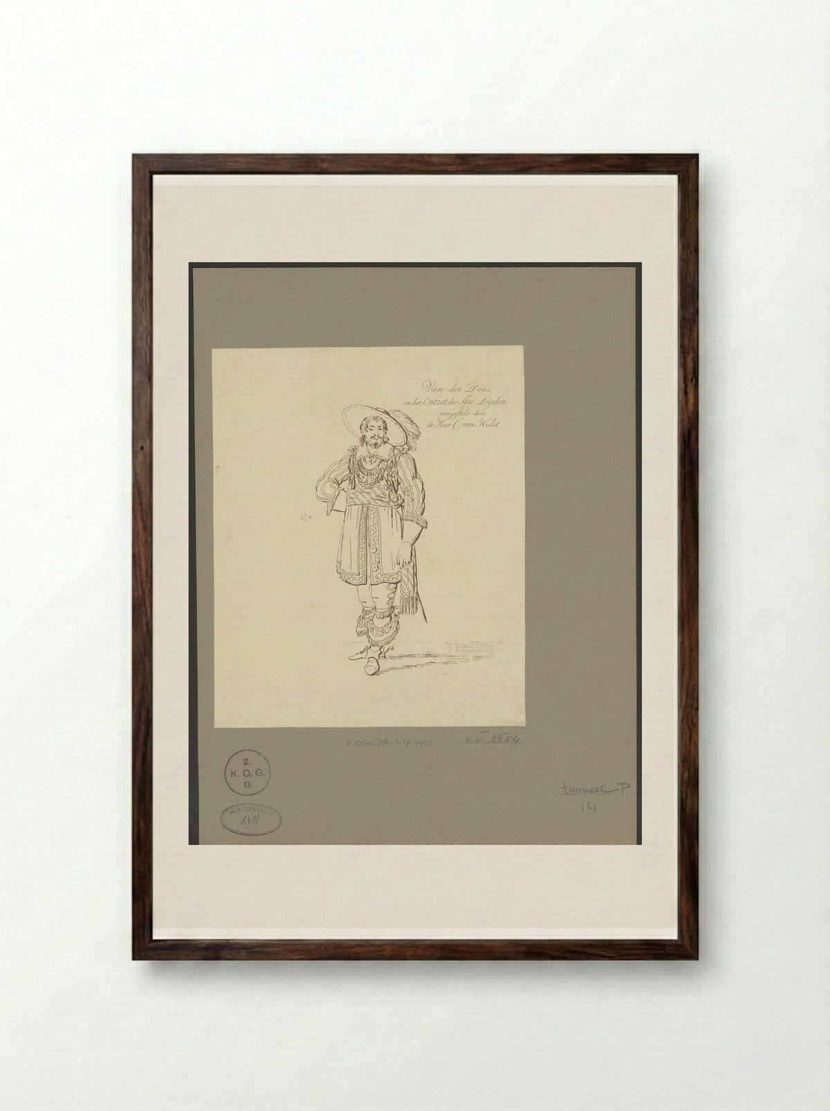 C. van Hulst in the role of Van der Does - Johannes Jelgerhuis - Framed Print Dark Wood