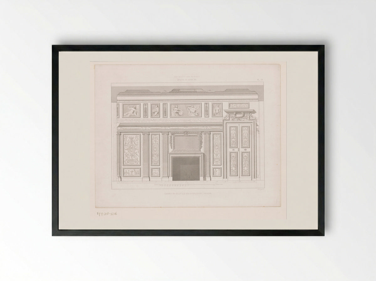 Cabinet de Sully à la Bibliothèque de l'Arsenal - Noblet et Baudry - Framed Print Black