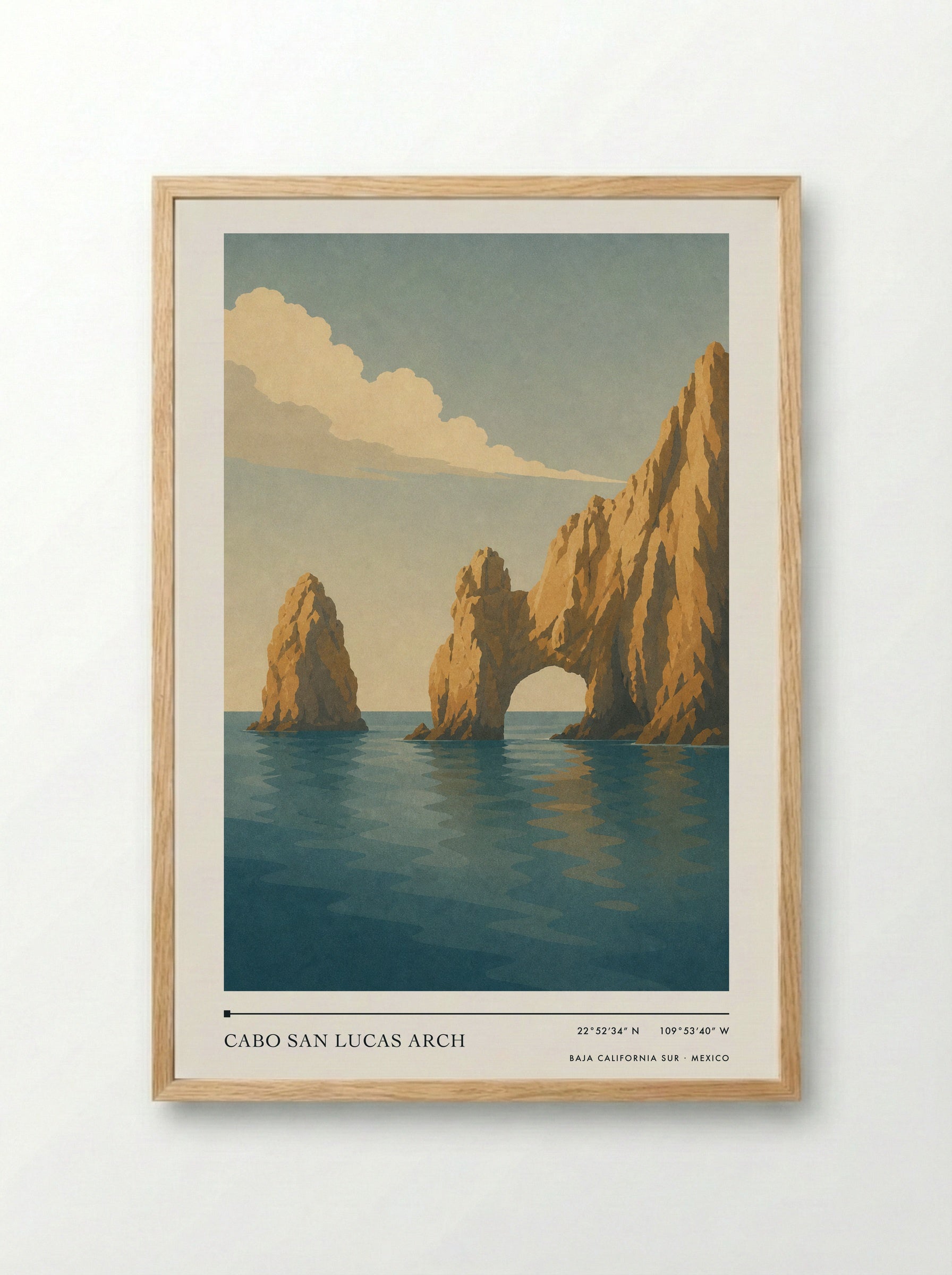 Cabo San Lucas Arch Travel Poster Artwork - Framed Print Wood