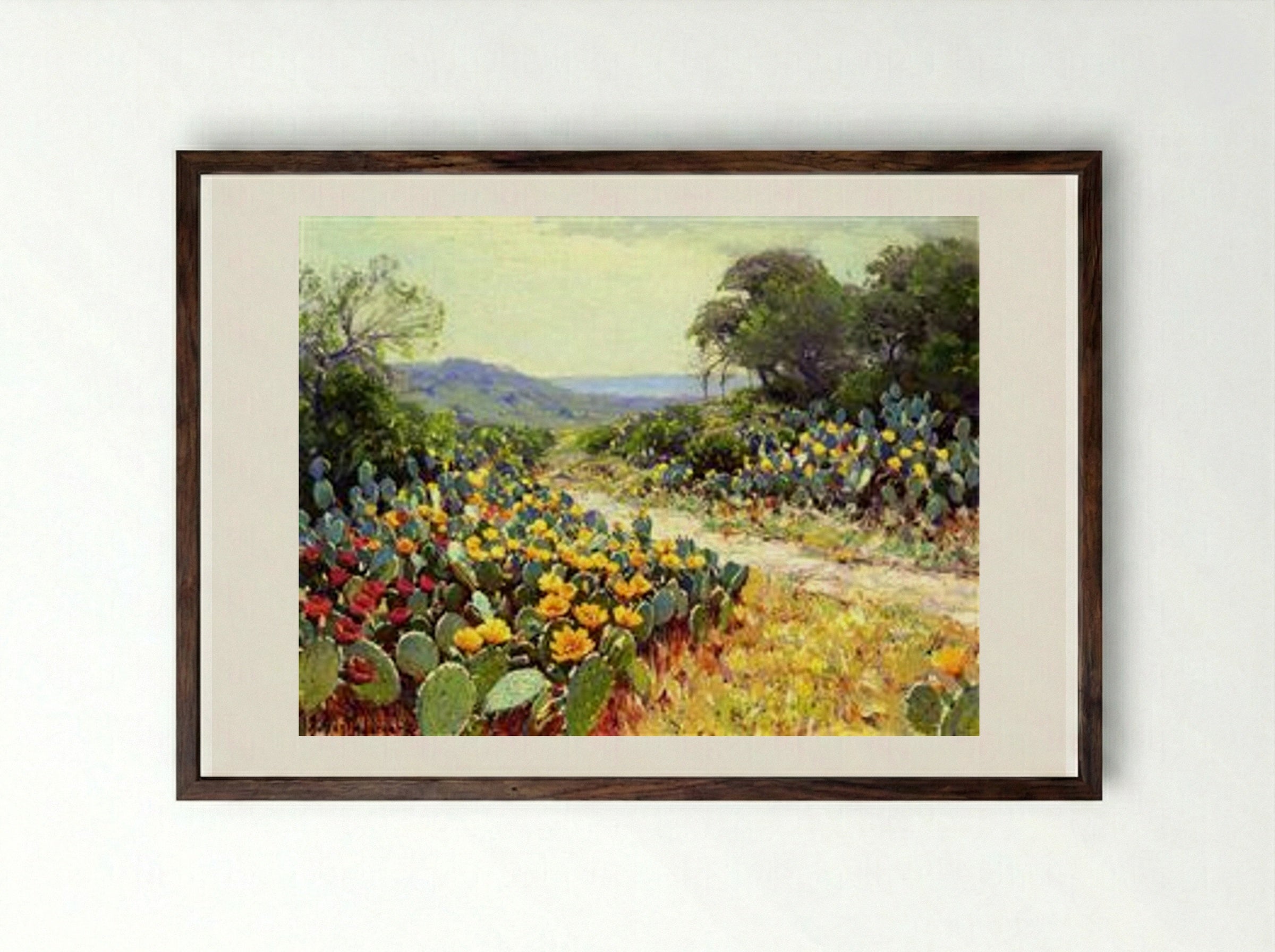 Cactus in Bloom - Robert Julian Onderdonk - Framed Print Dark Wood