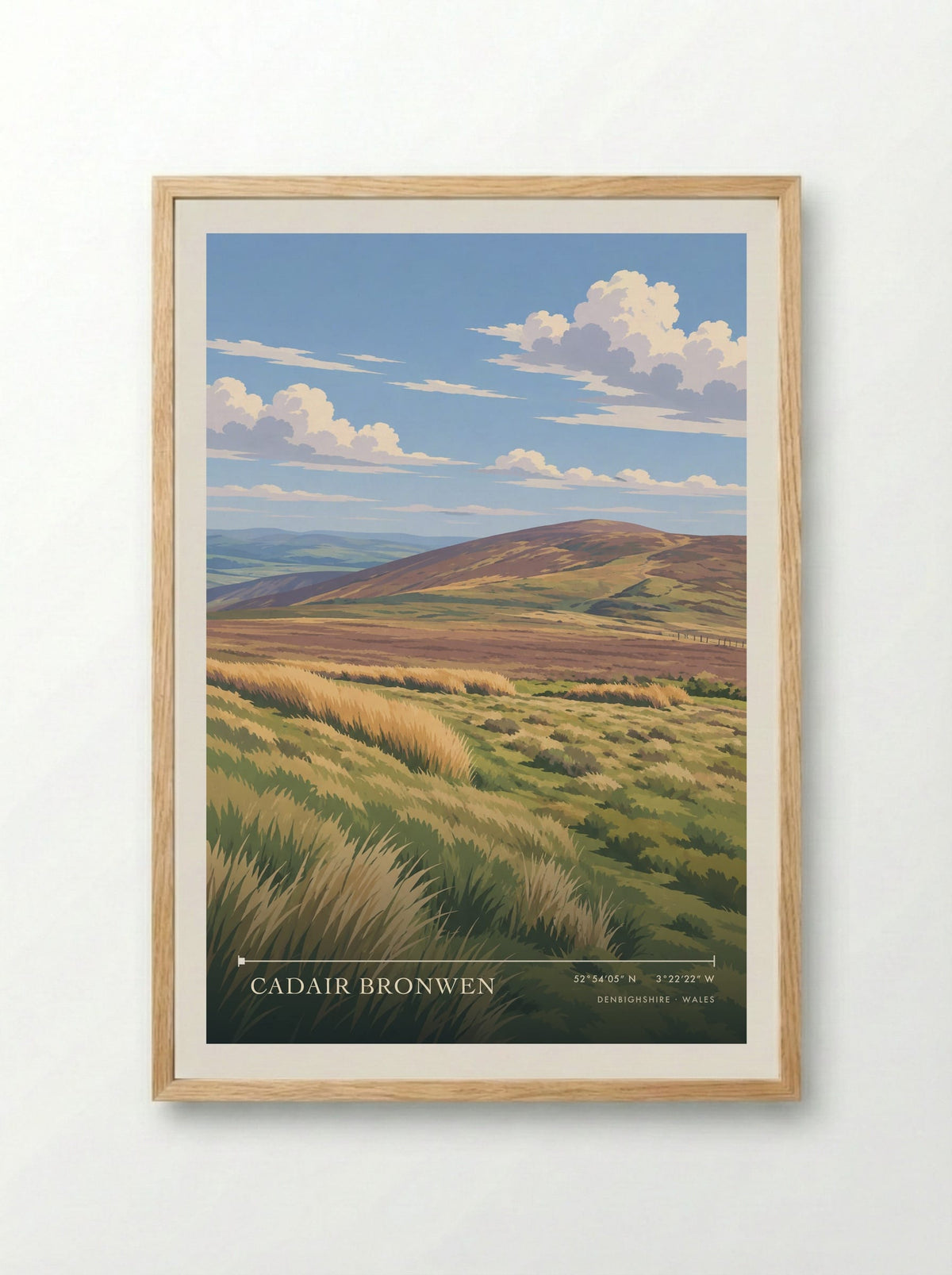 Cadair Bronwen, Denbighshire | Travel Poster - Framed Print Wood