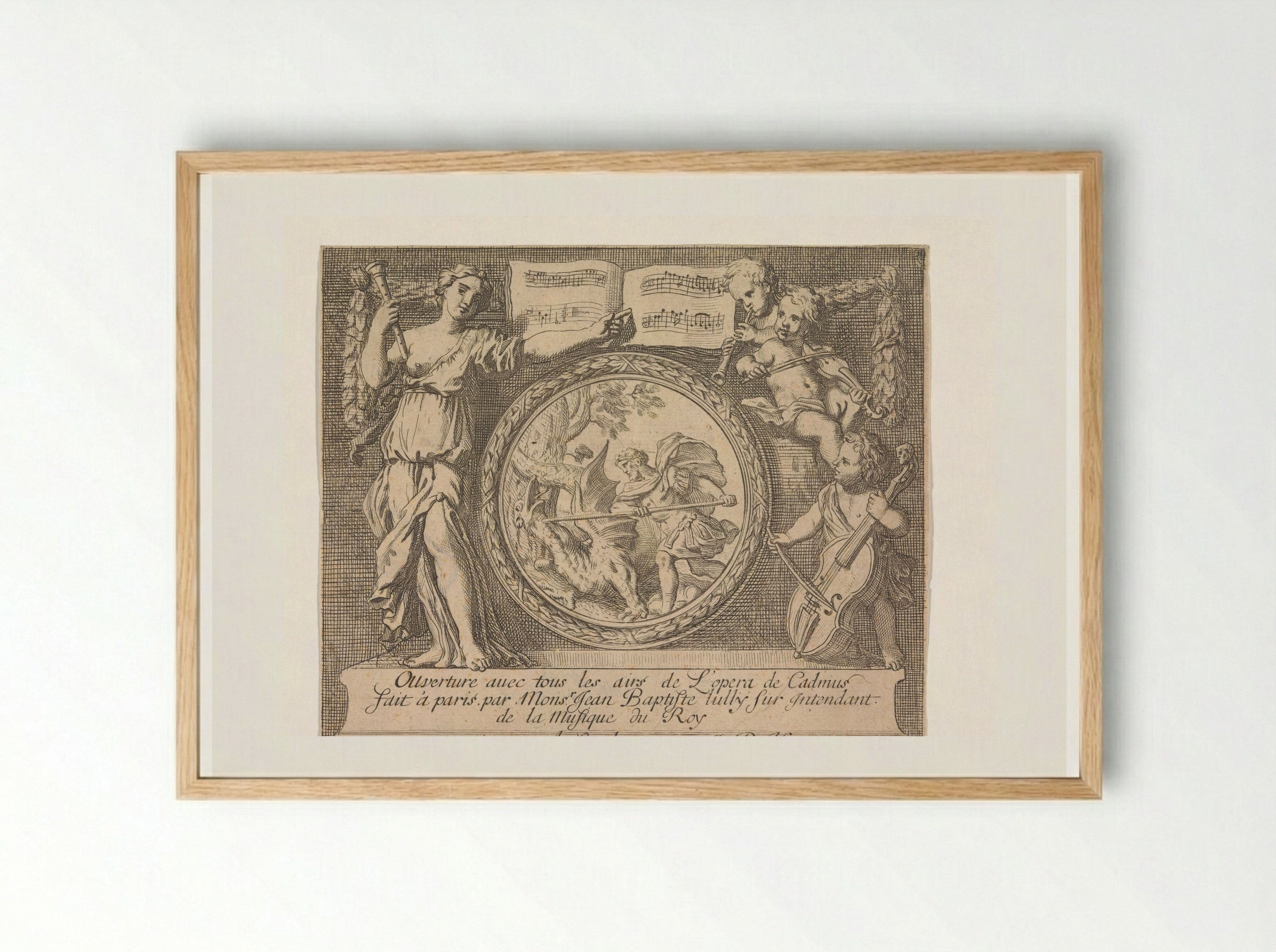 Cadmus Slaying the Dragon - Gerard de Lairesse - Framed Print Wood