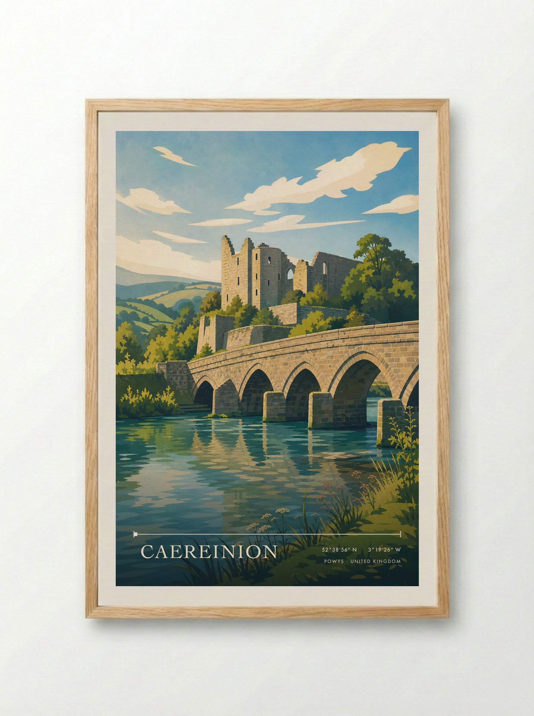 Caereinion Powys United Kingdom Travel Poster - Framed Print Wood