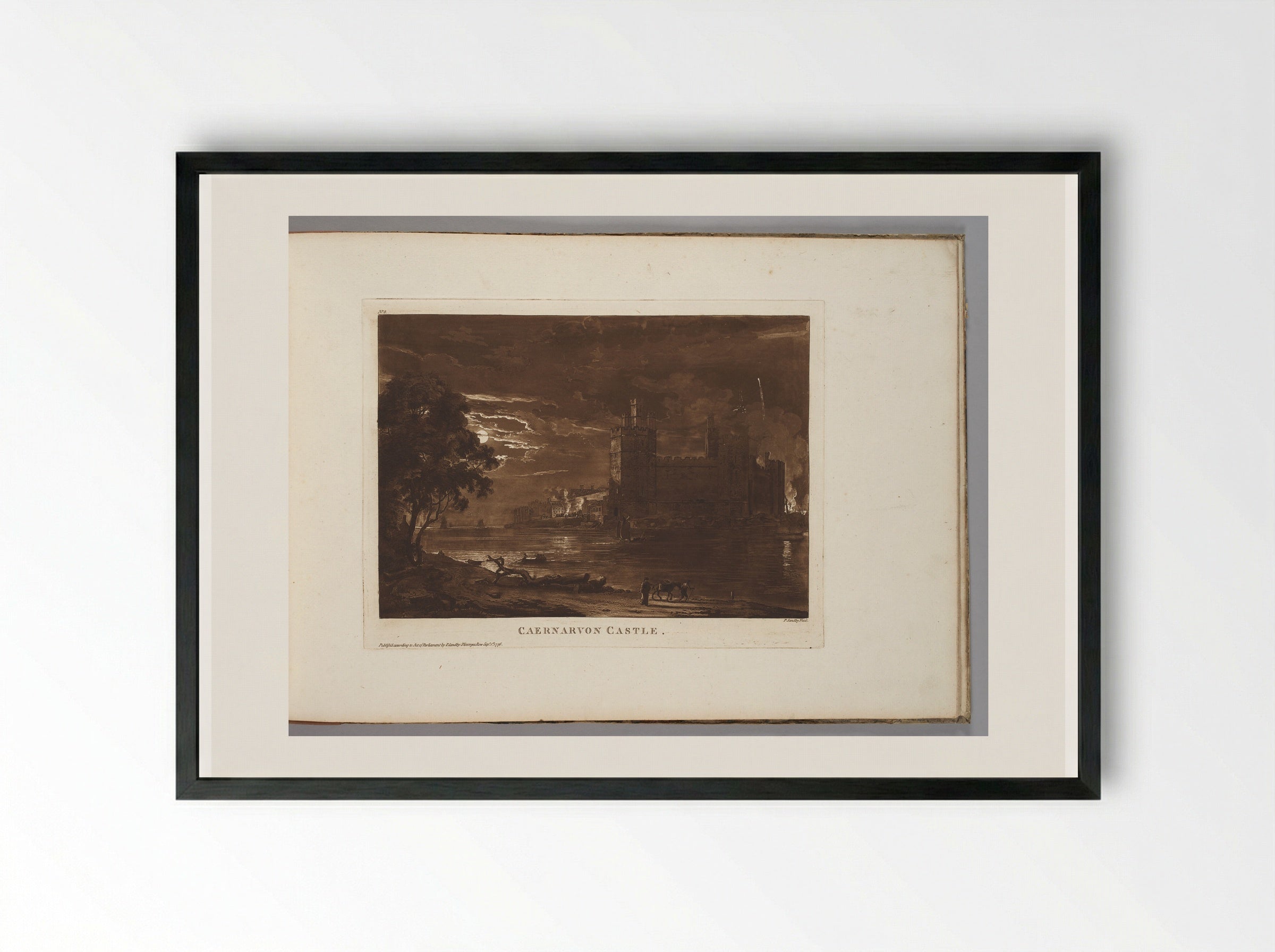 Caernarvon Castle (Night) - Paul Sandby - Framed Print Black