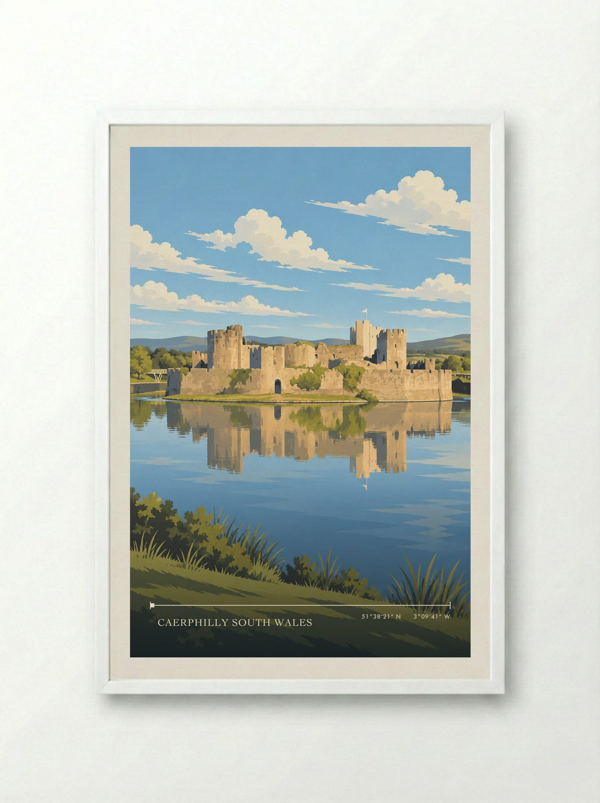 Caerphilly South Wales | Travel Poster - Framed Print White