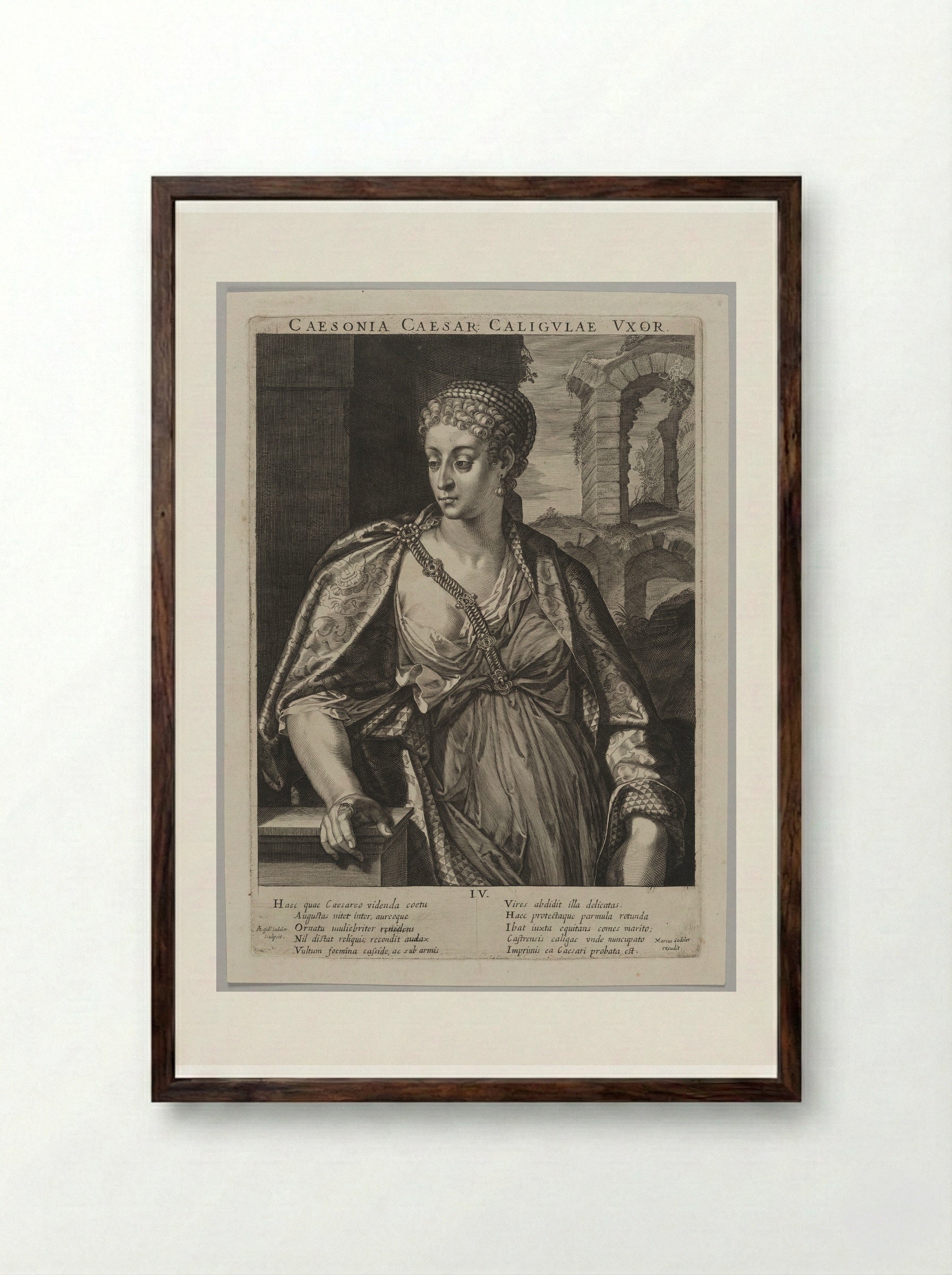 Caesonia, Wife of Caligula - Aegidius Sadeler II - Framed Print Dark Wood
