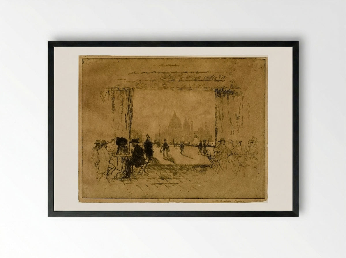 Café Orientale, Venice - Joseph Pennell - Framed Print Black
