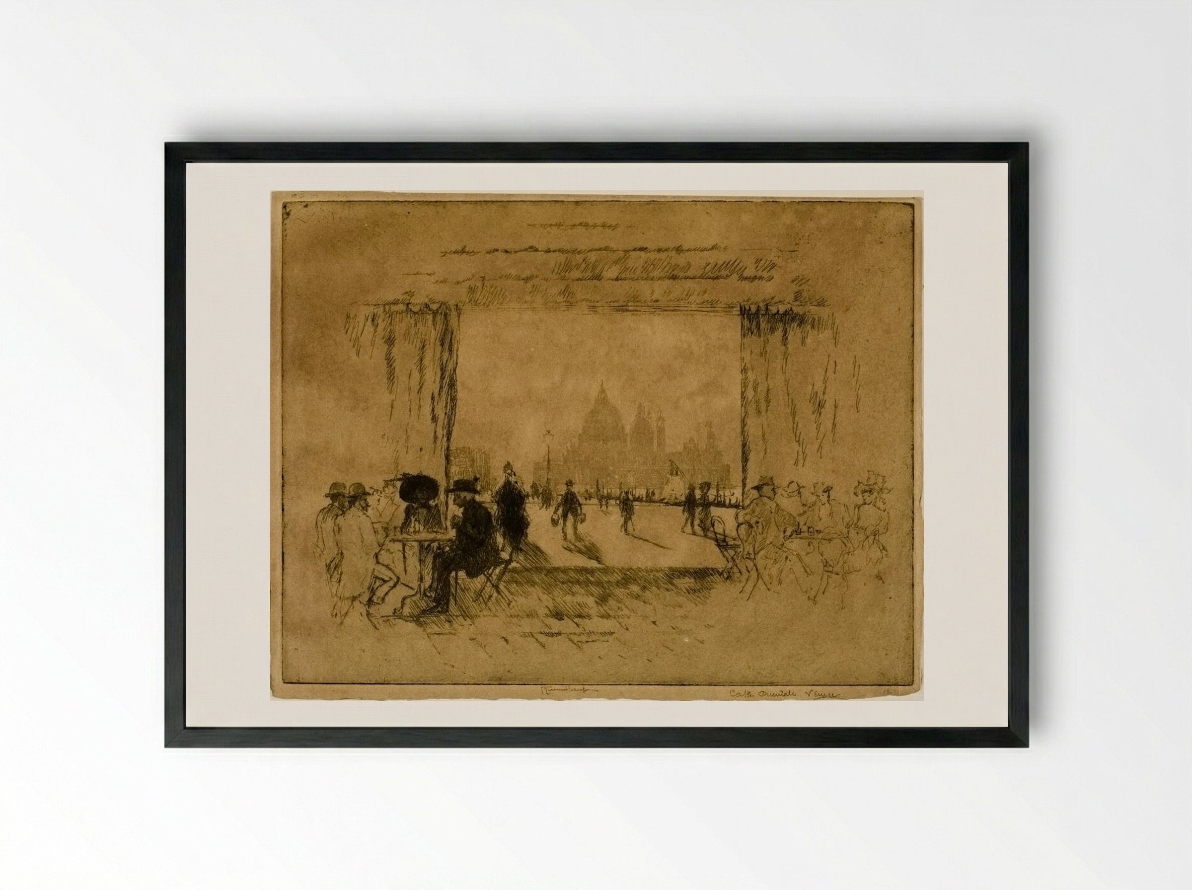 Café Orientale, Venice - Joseph Pennell - Framed Print Black