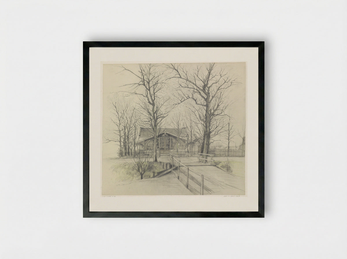 Café onder kale bomen - Anna Maria Kruijff - Framed Print Black