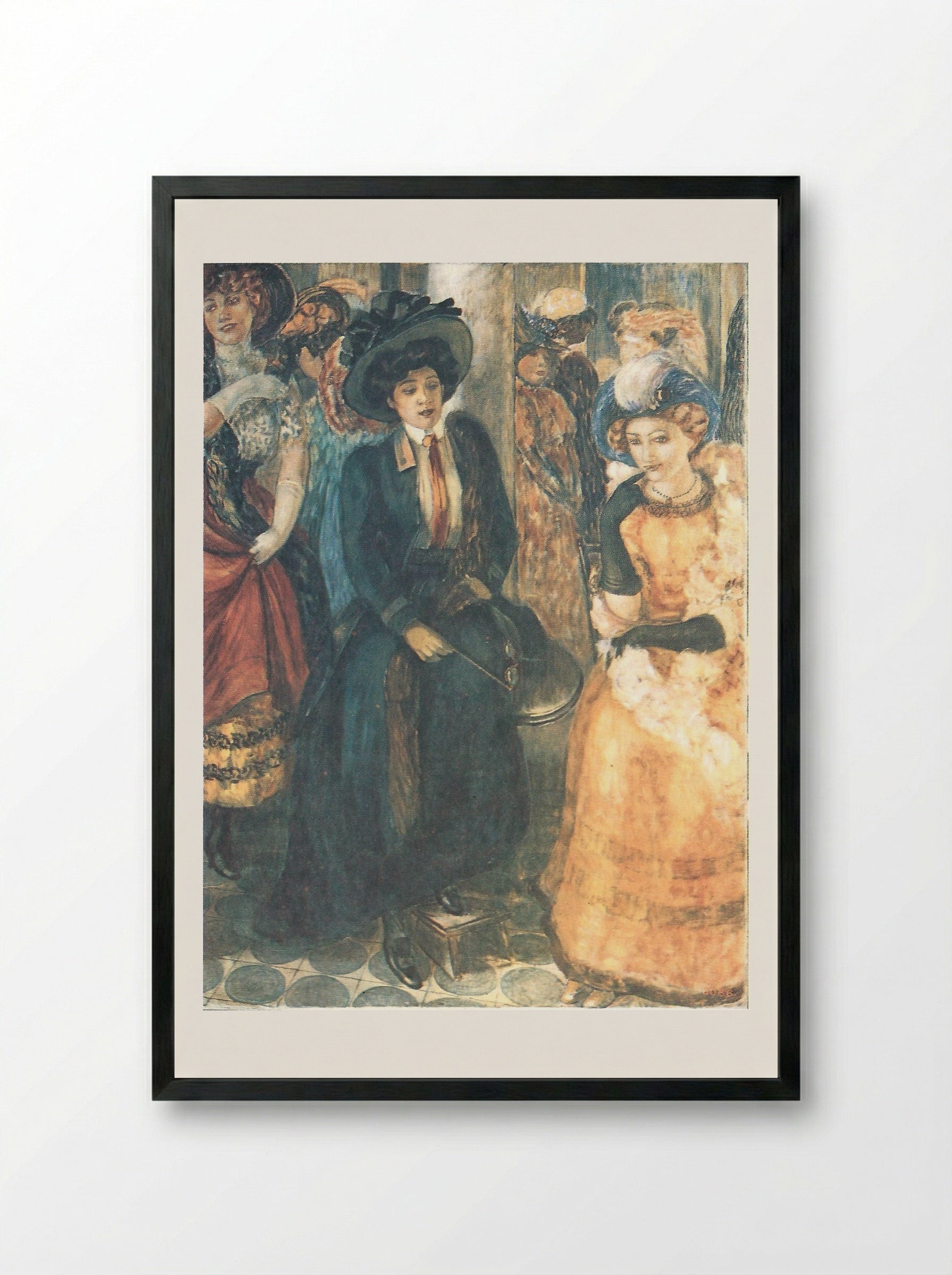Cafe - Kuzma Petrov-Vodkin - Framed Print Black