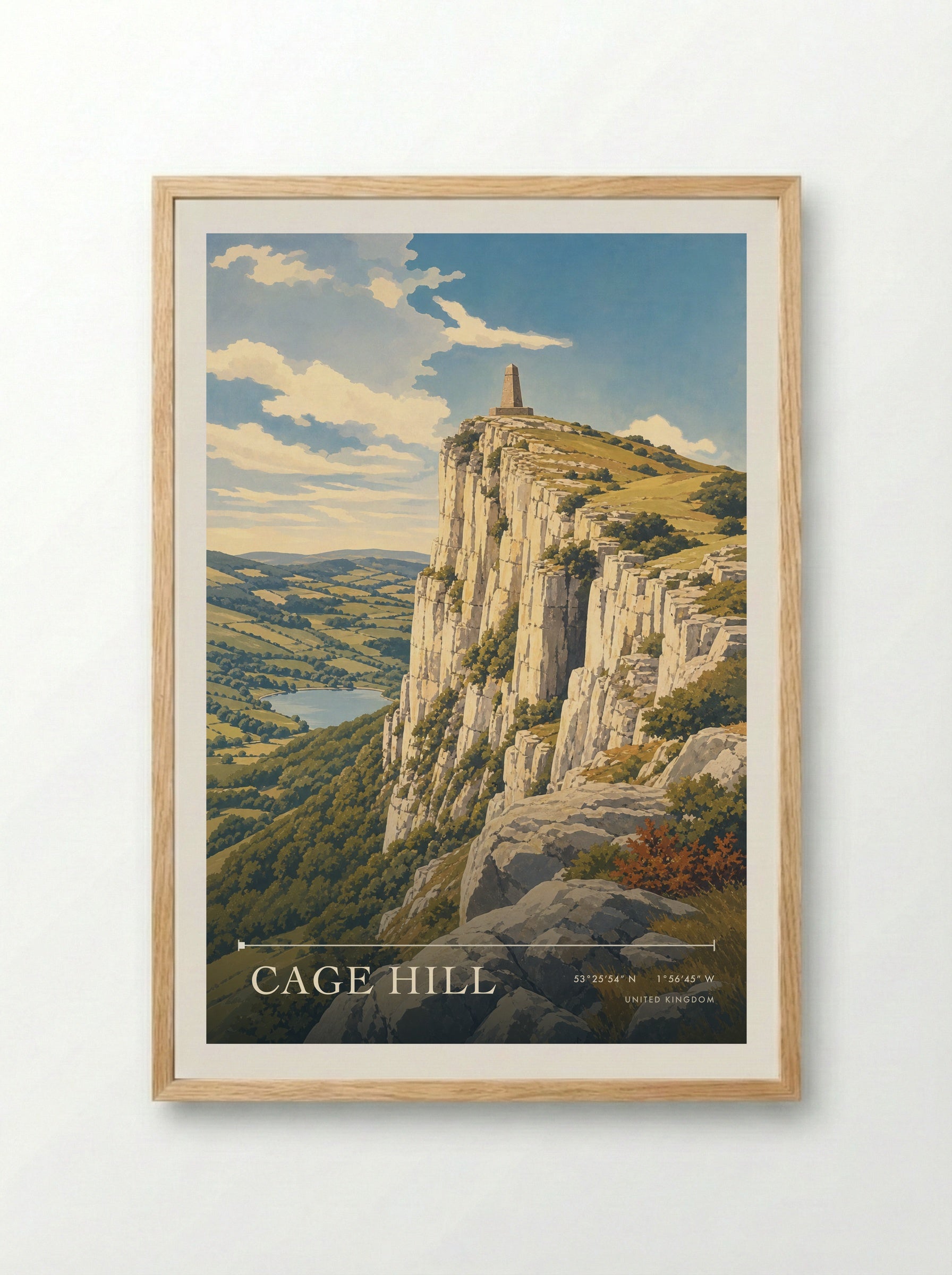 Cage Hill United Kingdom Travel Poster - Framed Print Wood