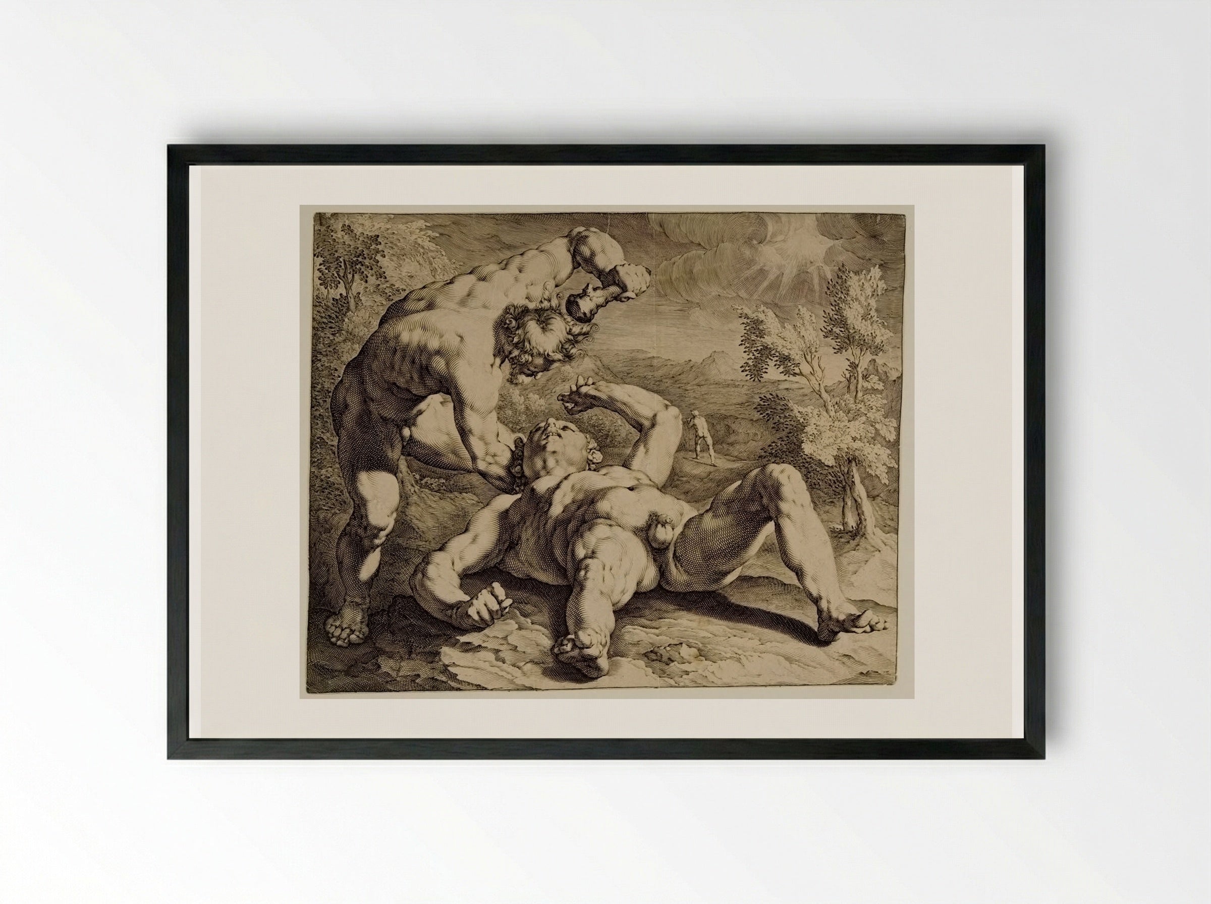 Cain Killing Abel - Jan Harmensz. Muller - Framed Print Black