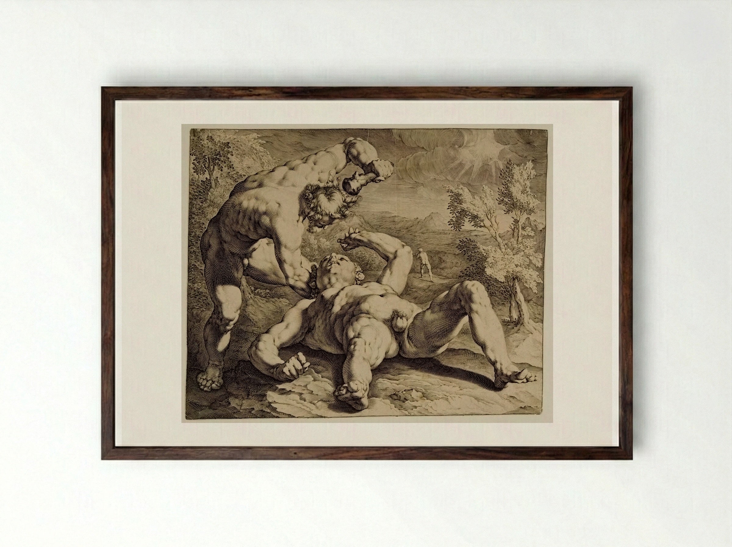 Cain Killing Abel - Jan Harmensz. Muller - Framed Print Dark Wood