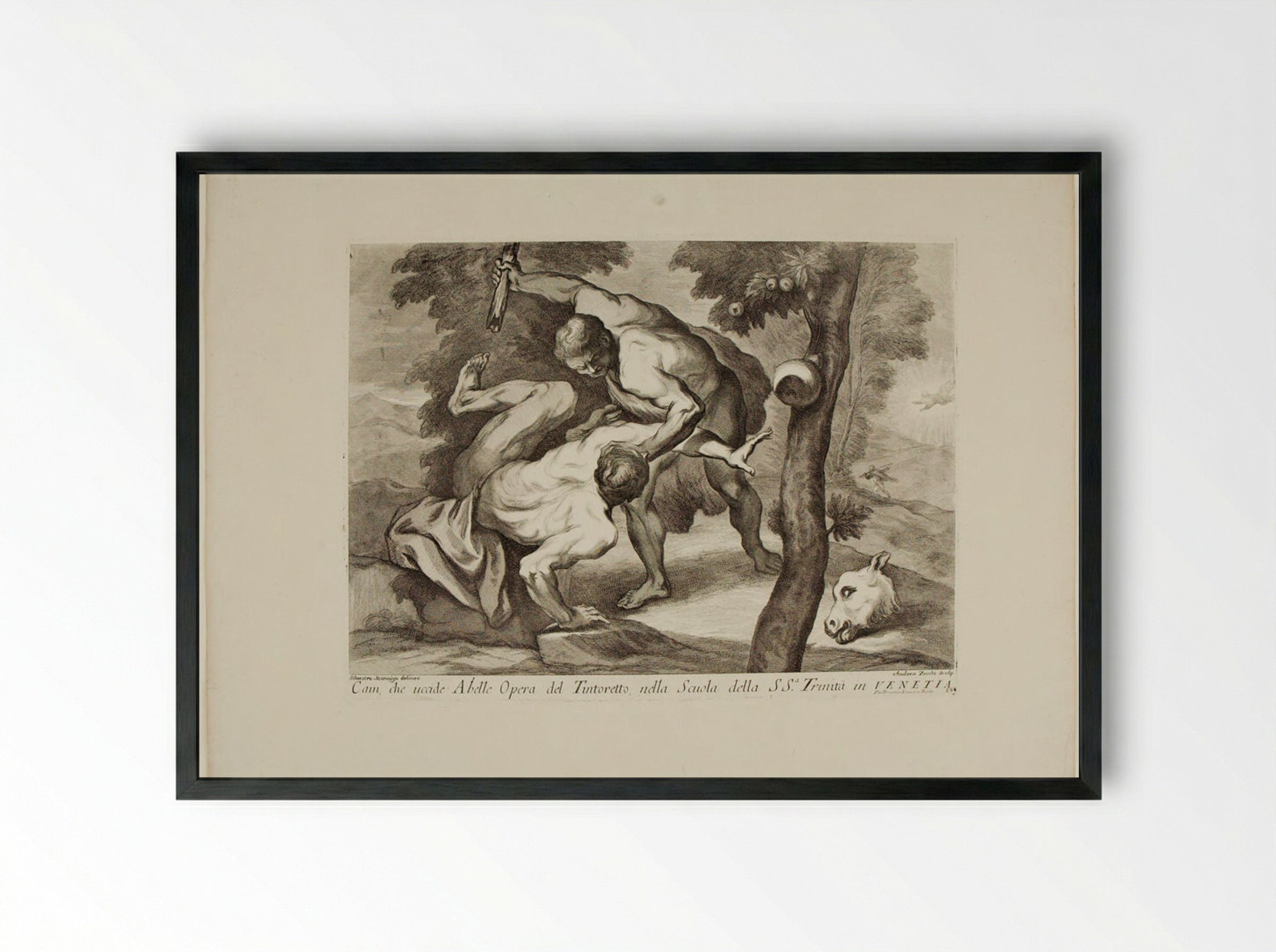 Cain Murdering Abel - Andrea Zucchi - Framed Print Black