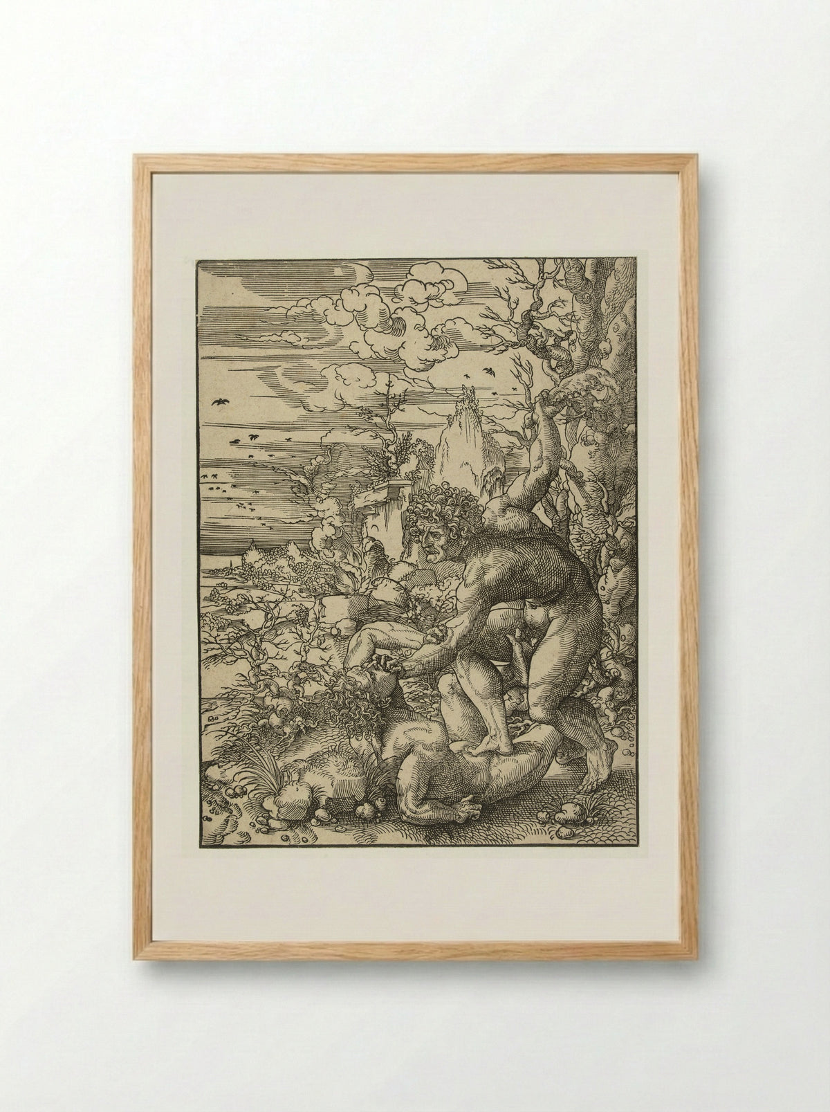 Cain Slaying Abel - Jan Gossart - Framed Print Wood