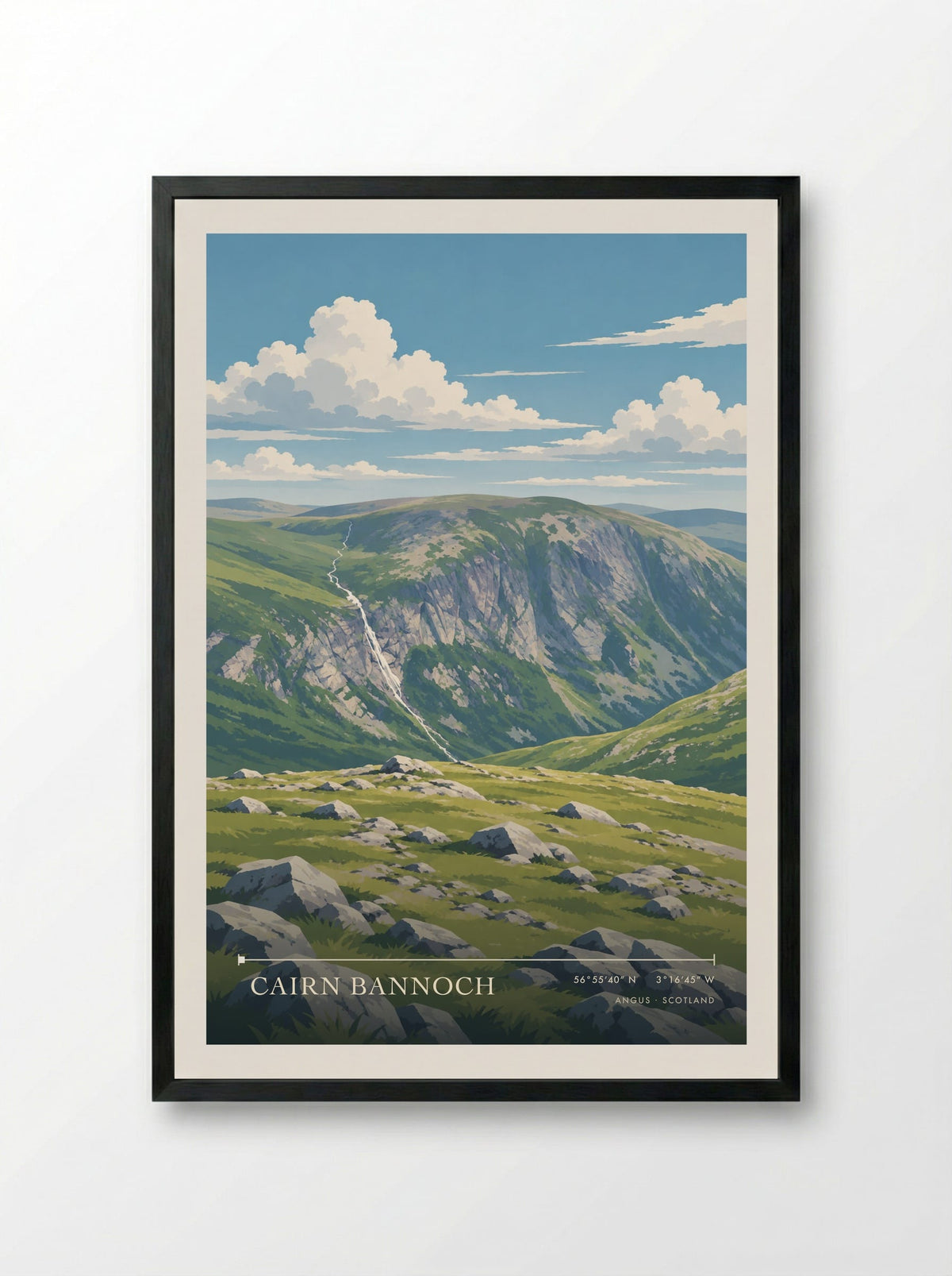 Cairn Bannoch, Angus | Travel Poster - Framed Print Black