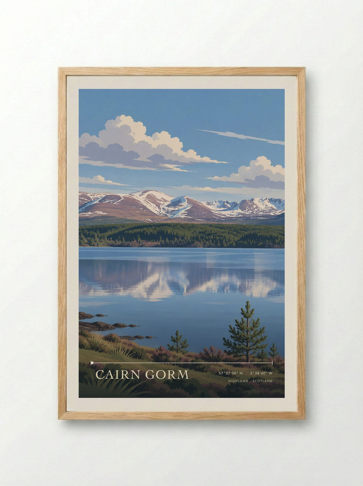 Cairn Gorm, Highland | Travel Poster - Framed Print Wood