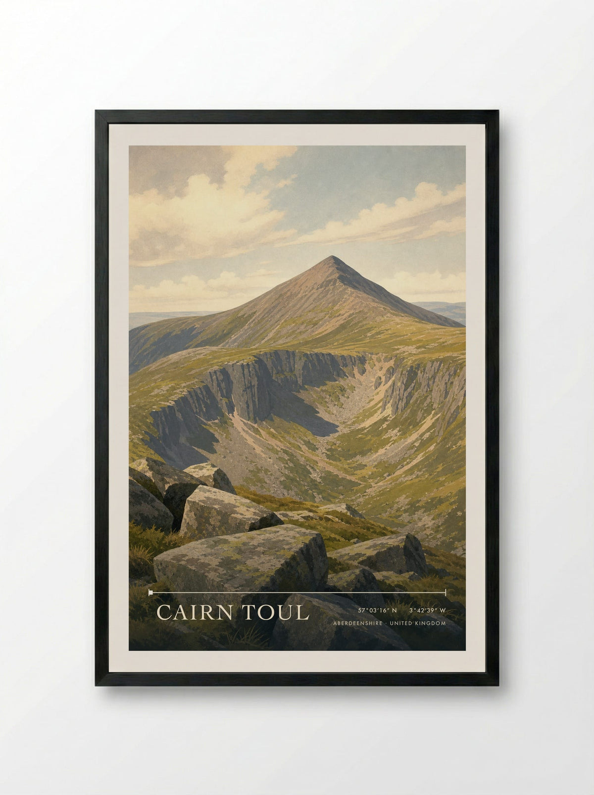 Cairn Toul Aberdeenshire United Kingdom Travel Poster - Framed Print Black