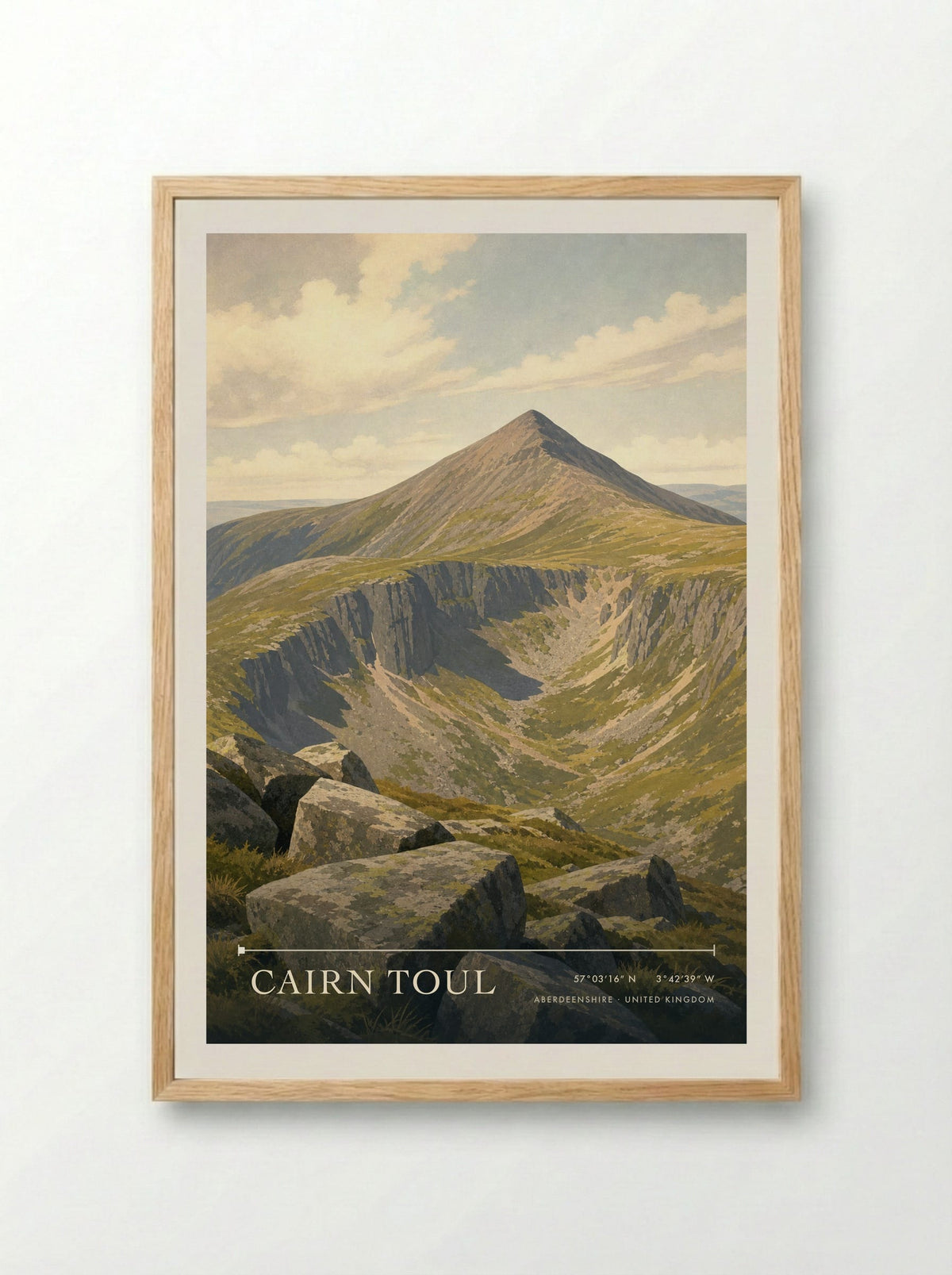 Cairn Toul Aberdeenshire United Kingdom Travel Poster - Framed Print Wood
