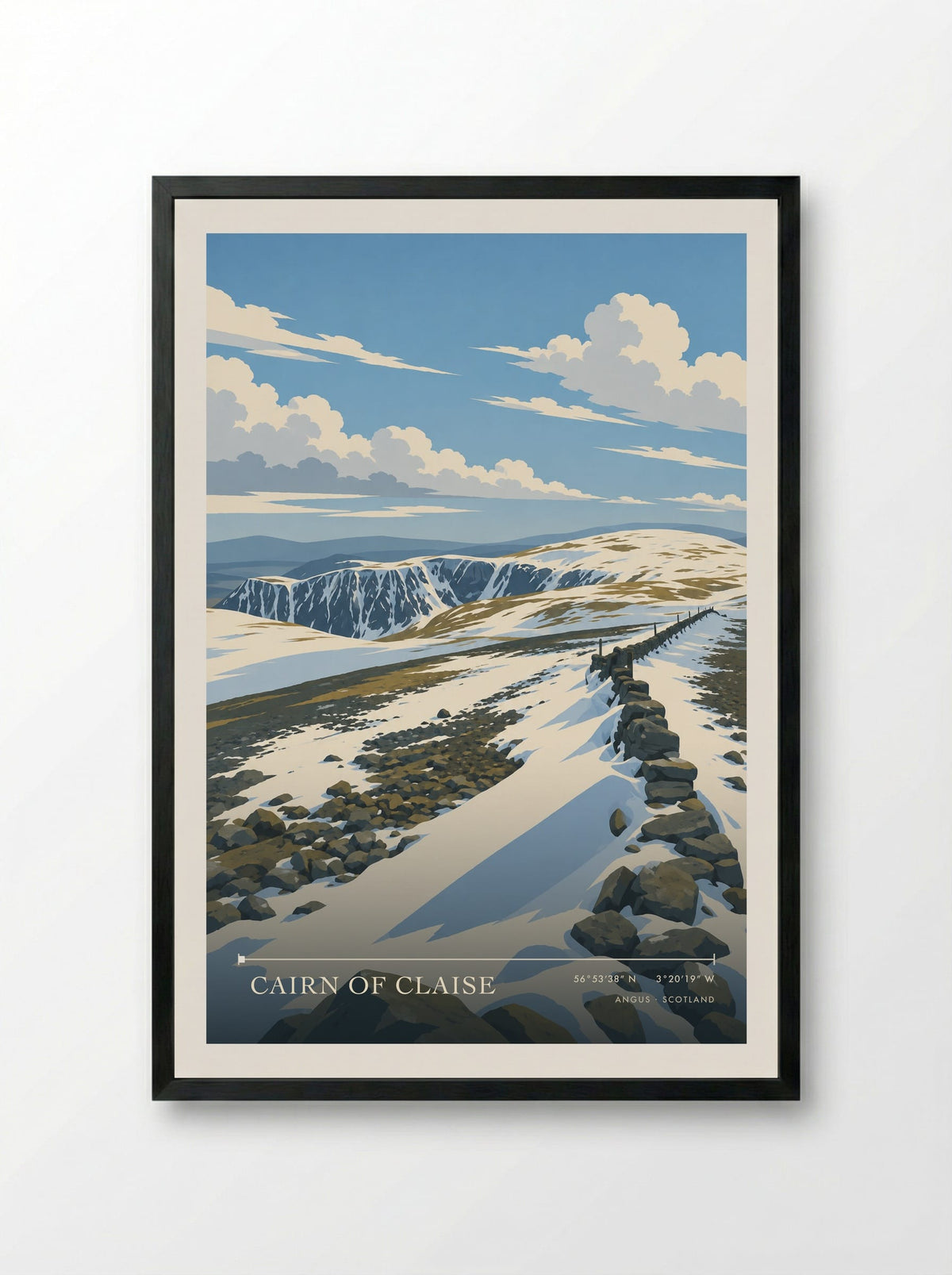 Cairn of Claise, Angus | Travel Poster - Framed Print Black