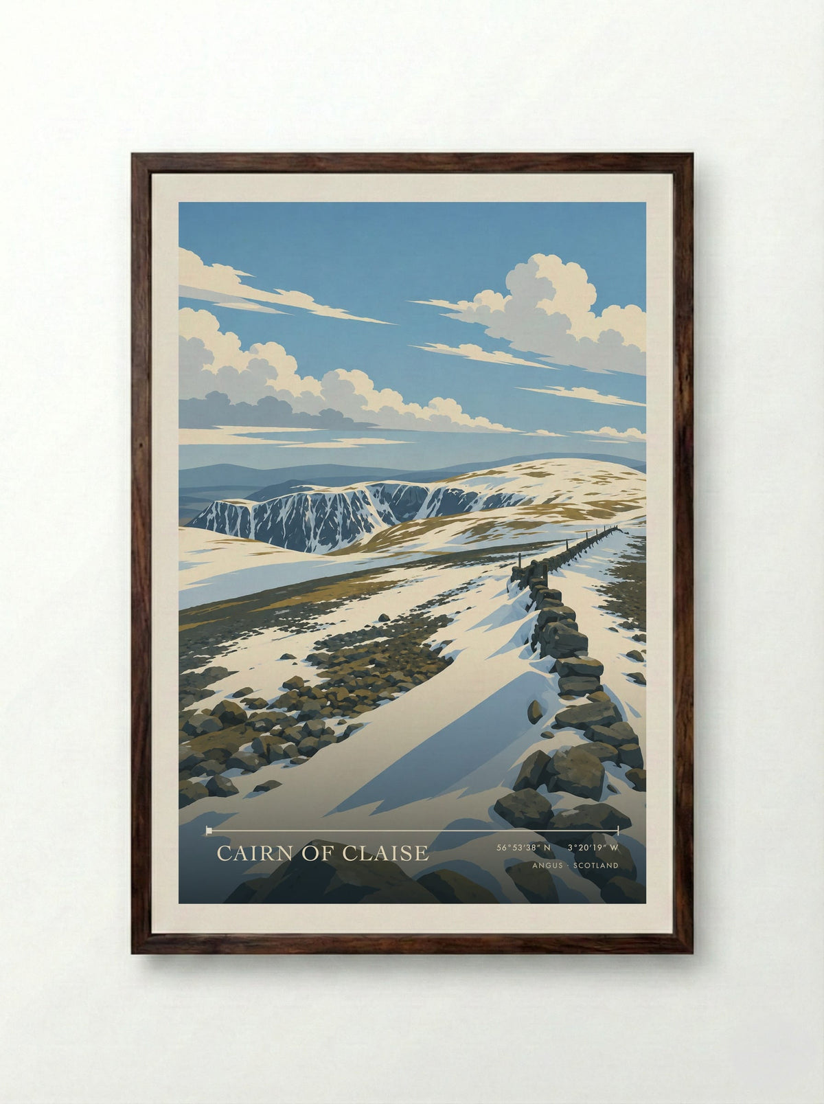 Cairn of Claise, Angus | Travel Poster - Framed Print Dark Wood