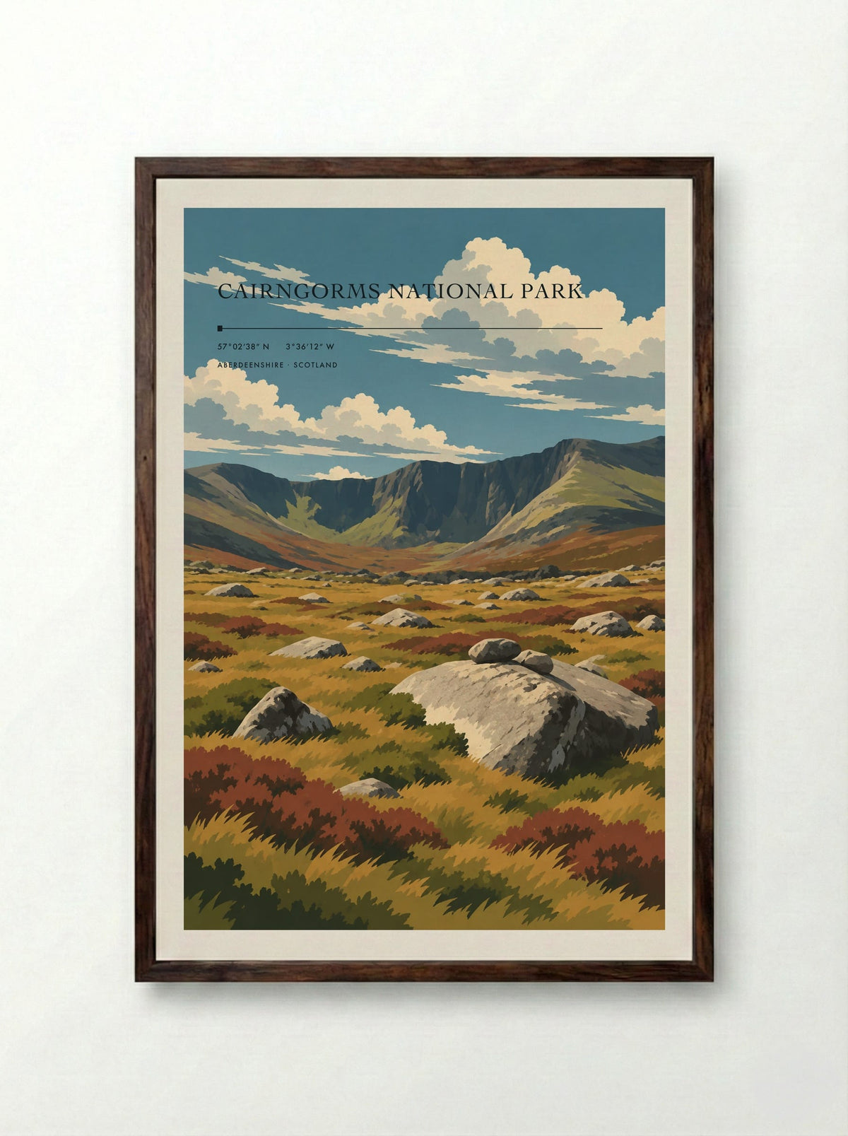 Cairngorms National Park, Aberdeenshire | Travel Poster - Framed Print Dark Wood