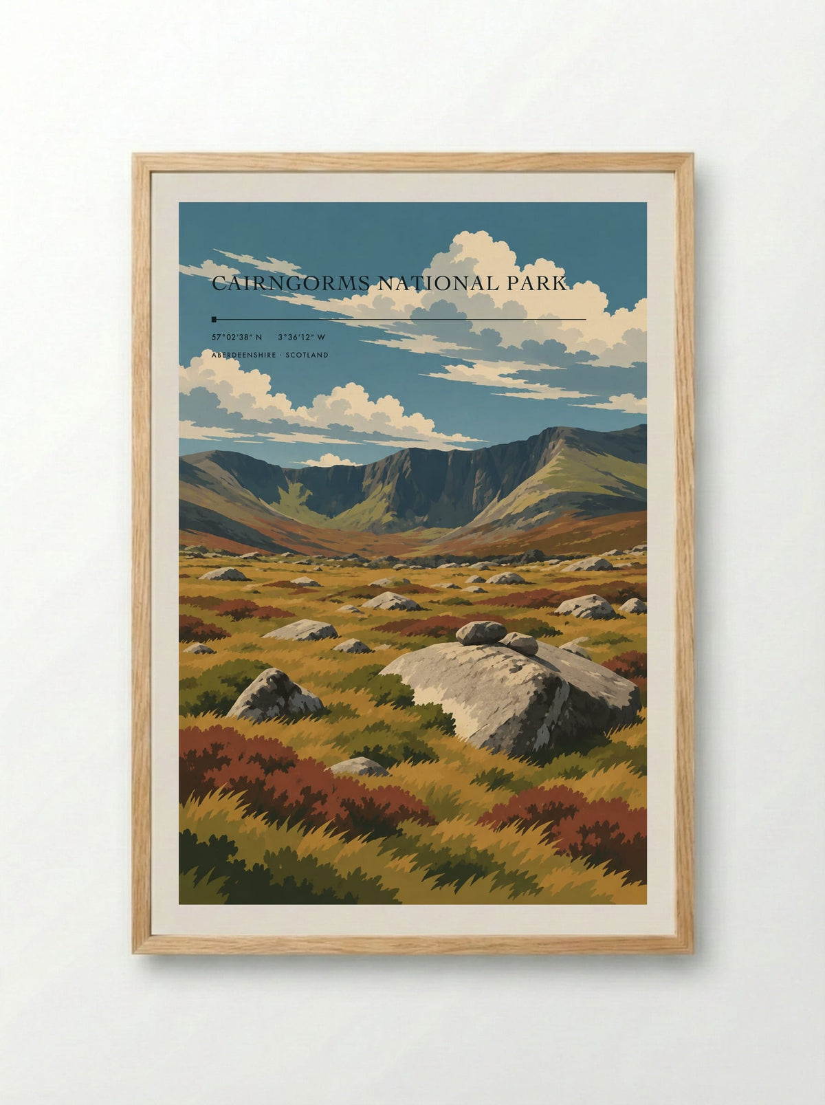 Cairngorms National Park, Aberdeenshire | Travel Poster - Framed Print Wood