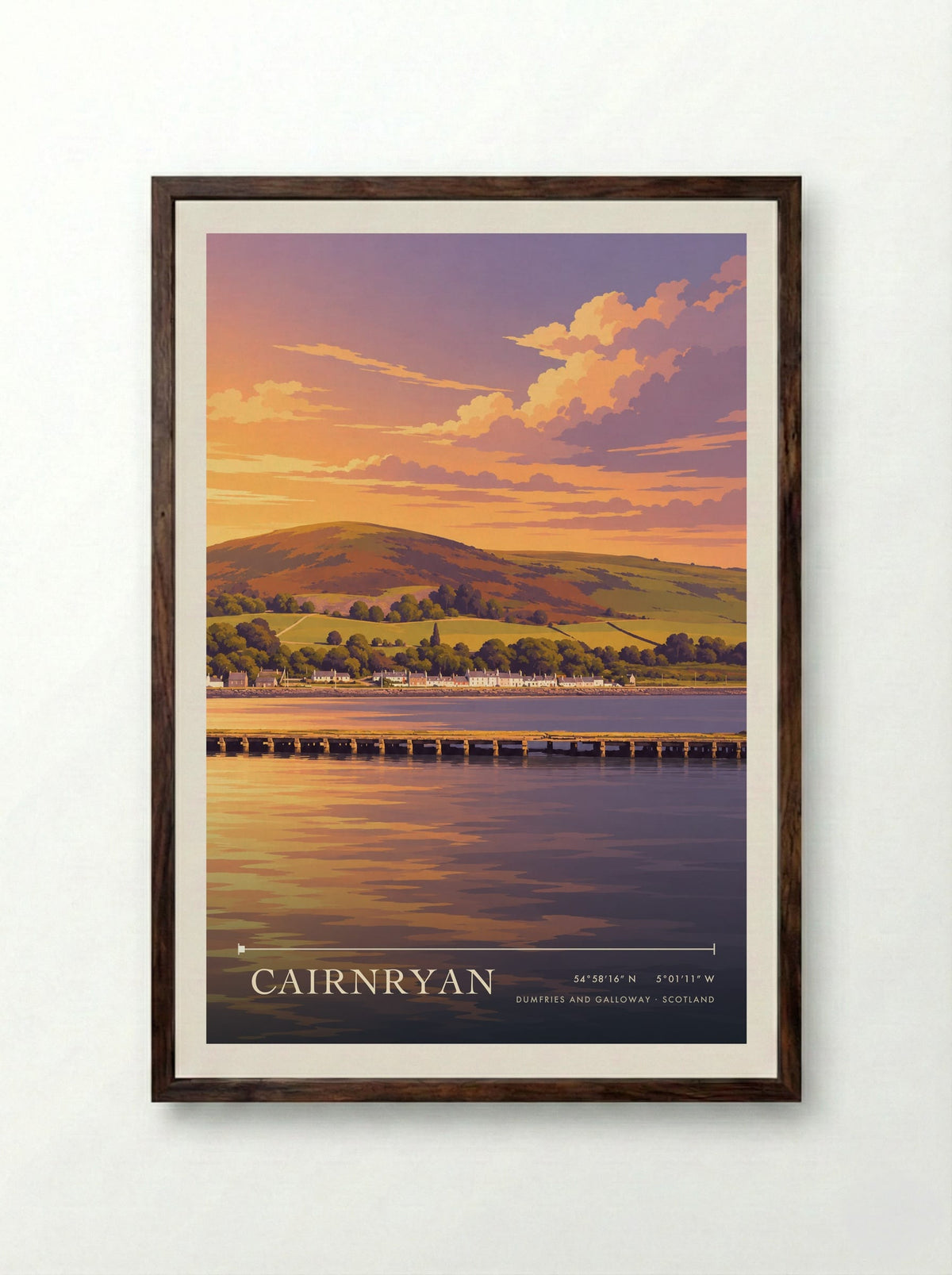 Cairnryan, Dumfries and Galloway | Travel Poster - Framed Print Dark Wood