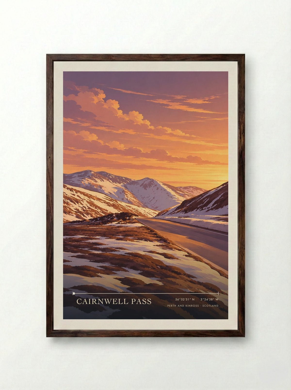 Cairnwell Pass, Perth and Kinross | Travel Poster - Framed Print Dark Wood