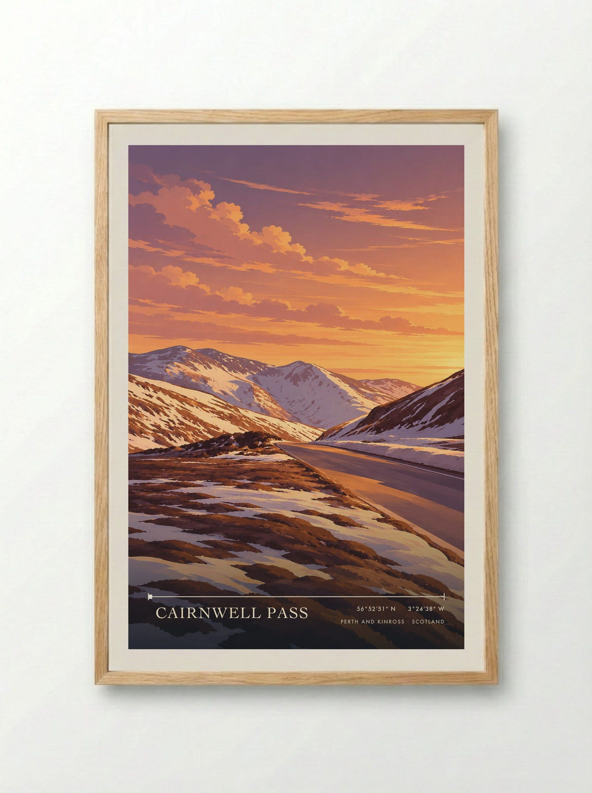 Cairnwell Pass, Perth and Kinross | Travel Poster - Framed Print Wood