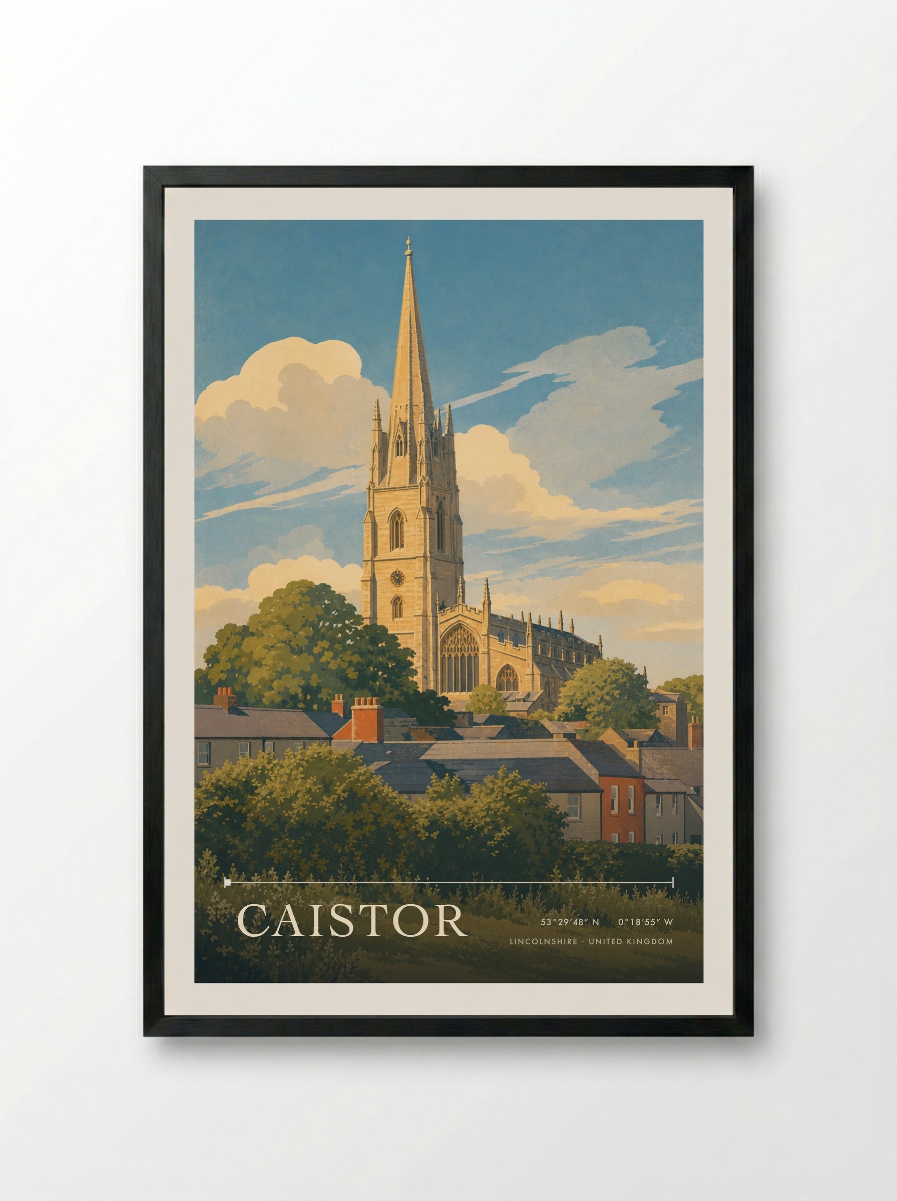 Caistor Lincolnshire United Kingdom Travel Poster - Framed Print Black