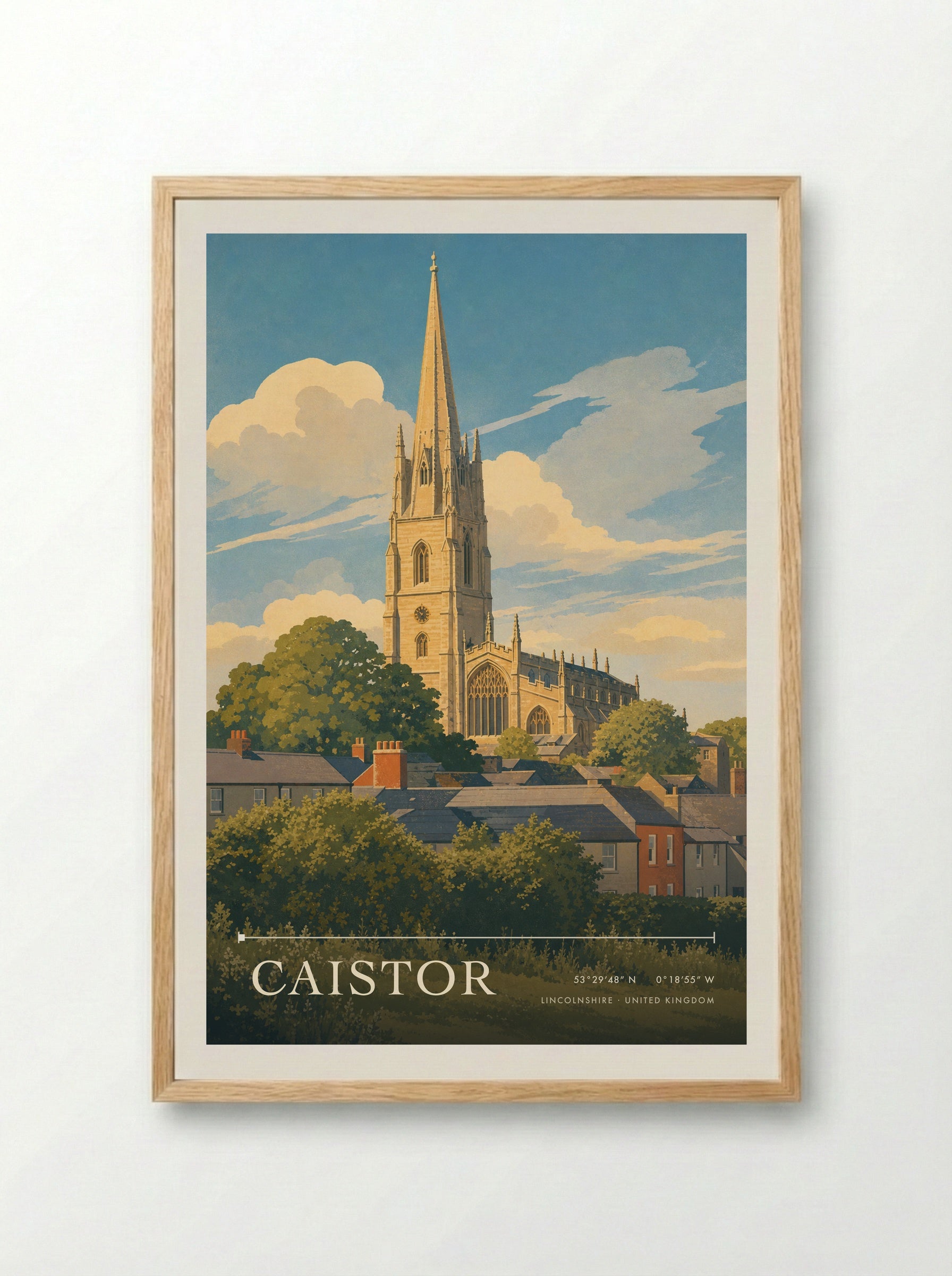 Caistor Lincolnshire United Kingdom Travel Poster - Framed Print Wood