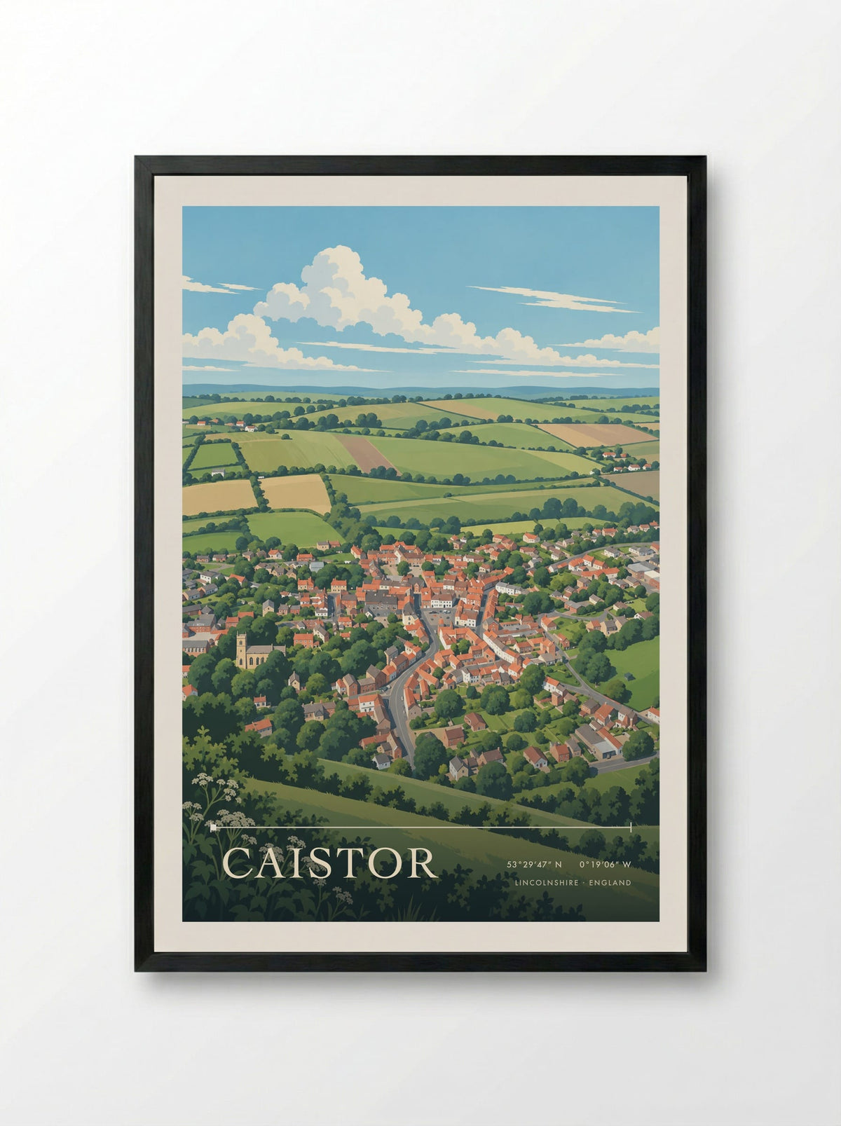 Caistor, Lincolnshire | Travel Poster - Framed Print Black