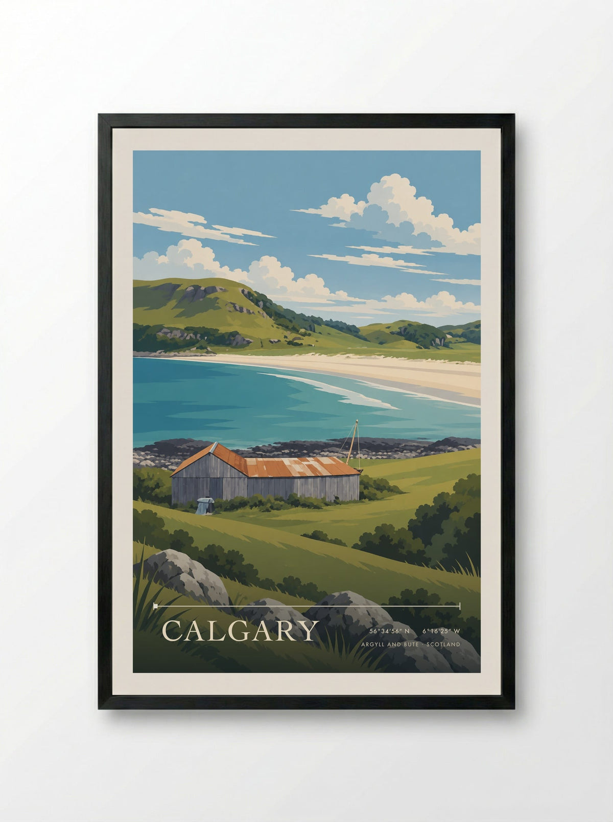 Calgary, Argyll and Bute | Travel Poster - Framed Print Black