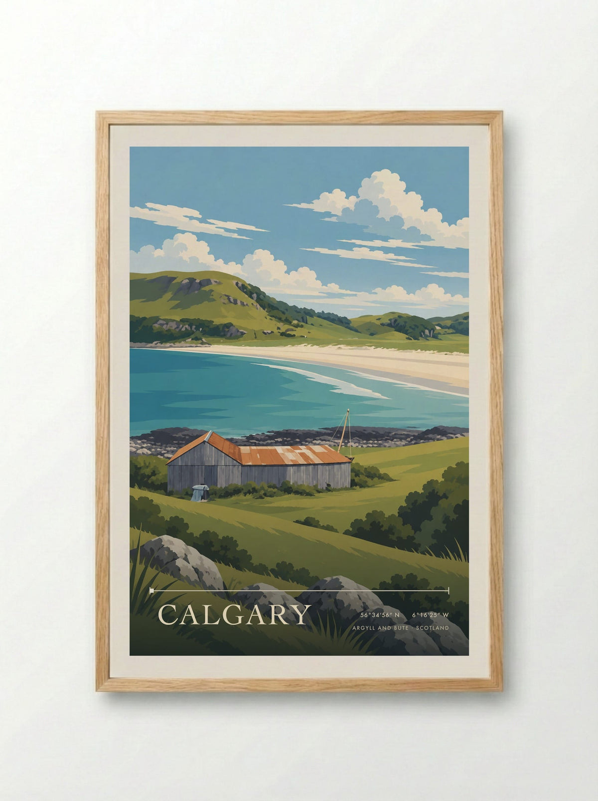 Calgary, Argyll and Bute | Travel Poster - Framed Print Wood