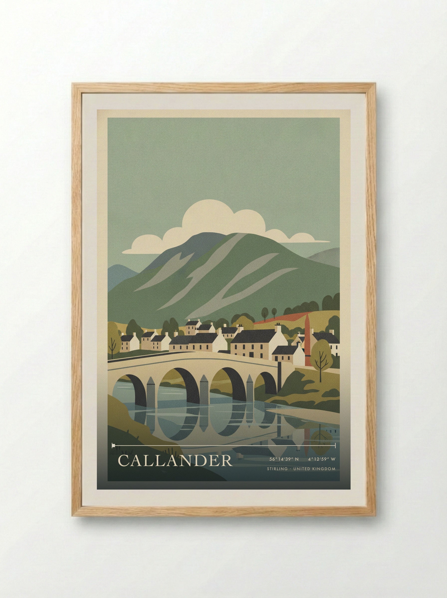 Callander Stirling United Kingdom Travel Poster - Framed Print Wood