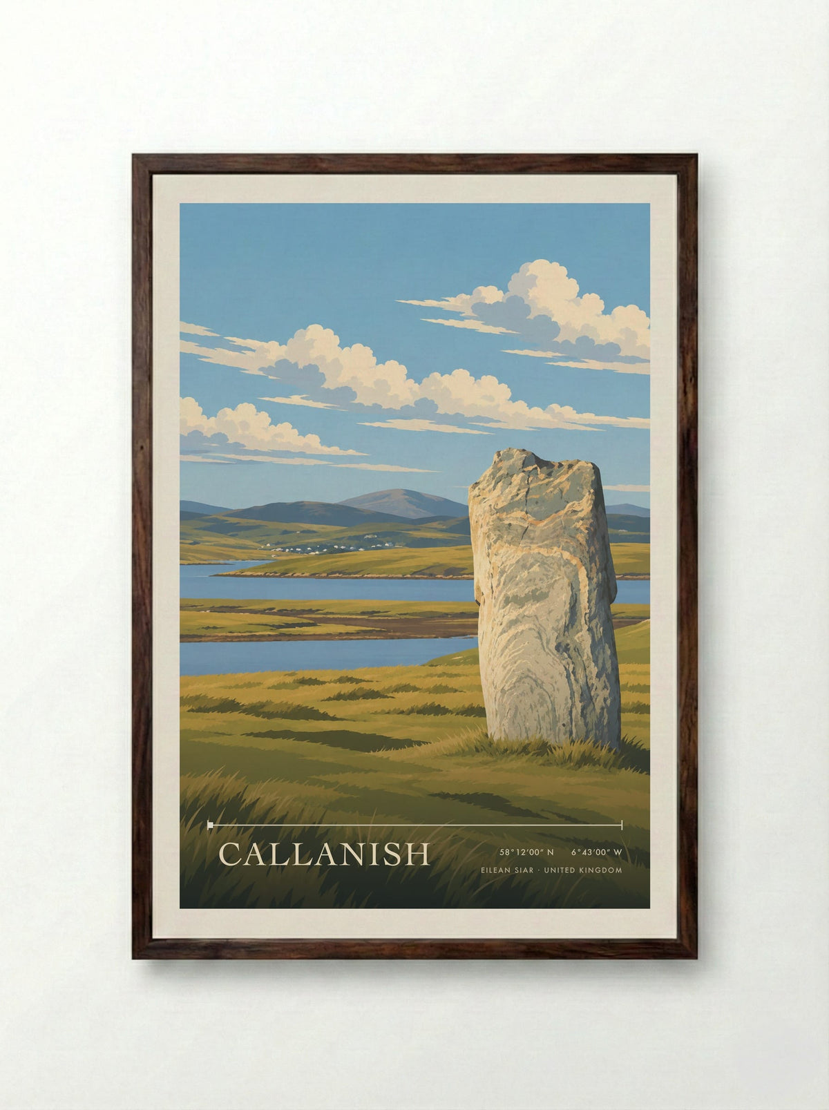 Callanish, Eilean Siar | Travel Poster - Framed Print Dark Wood