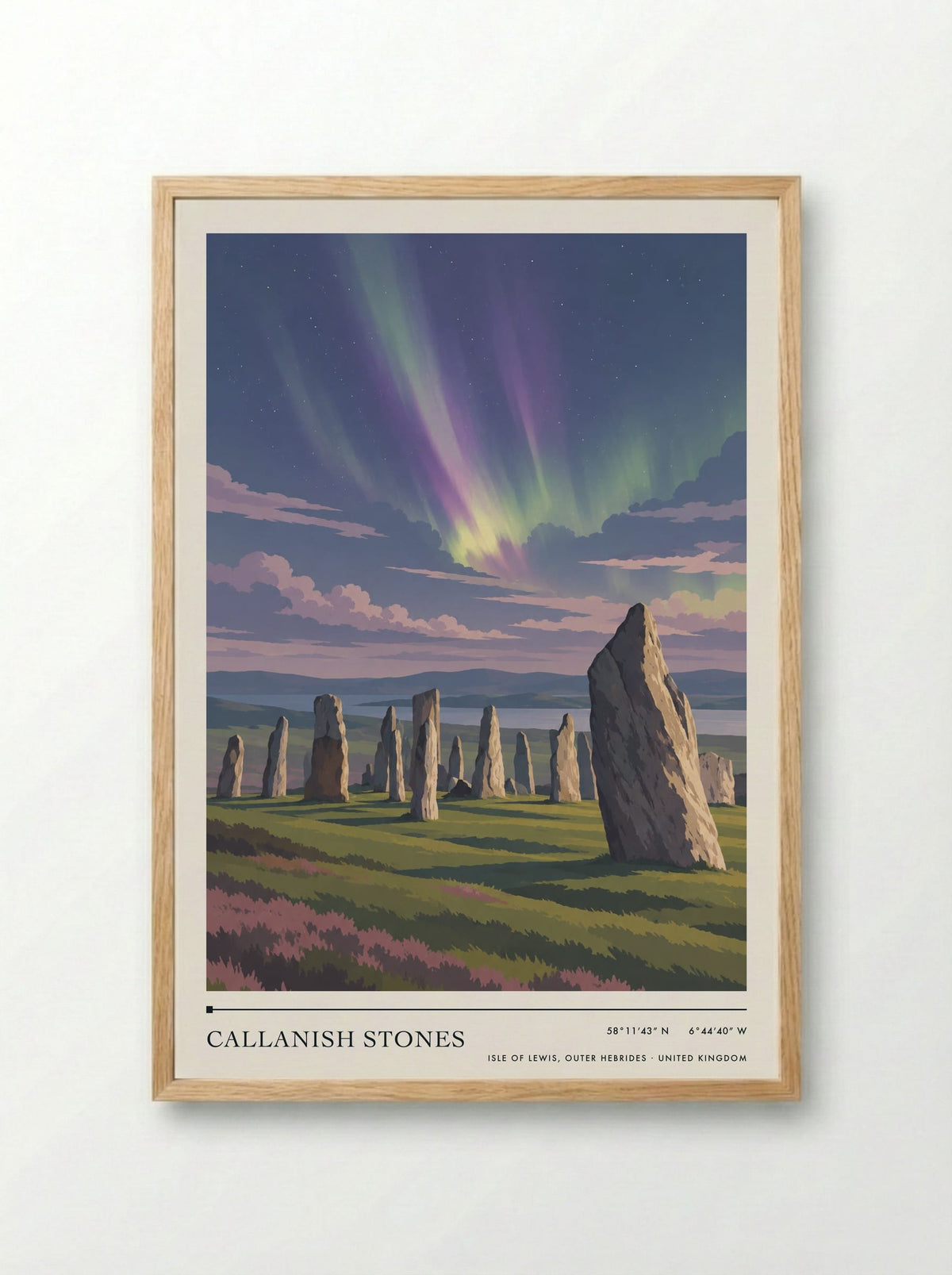 Callanish Stones, Isle of Lewis, Outer Hebrides | Travel Poster - Framed Print Wood