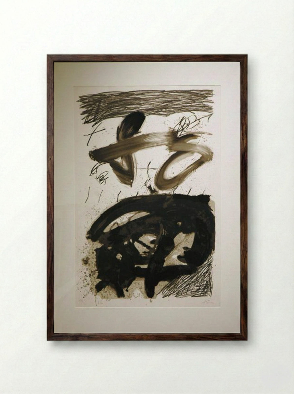 Calligraphique - Antoni Tàpies - Framed Print Dark Wood