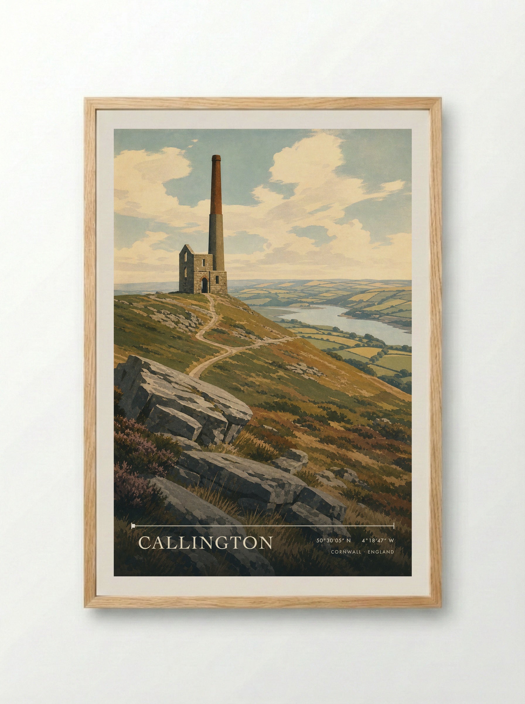 Callington Cornwall England Travel Poster - Framed Print Wood