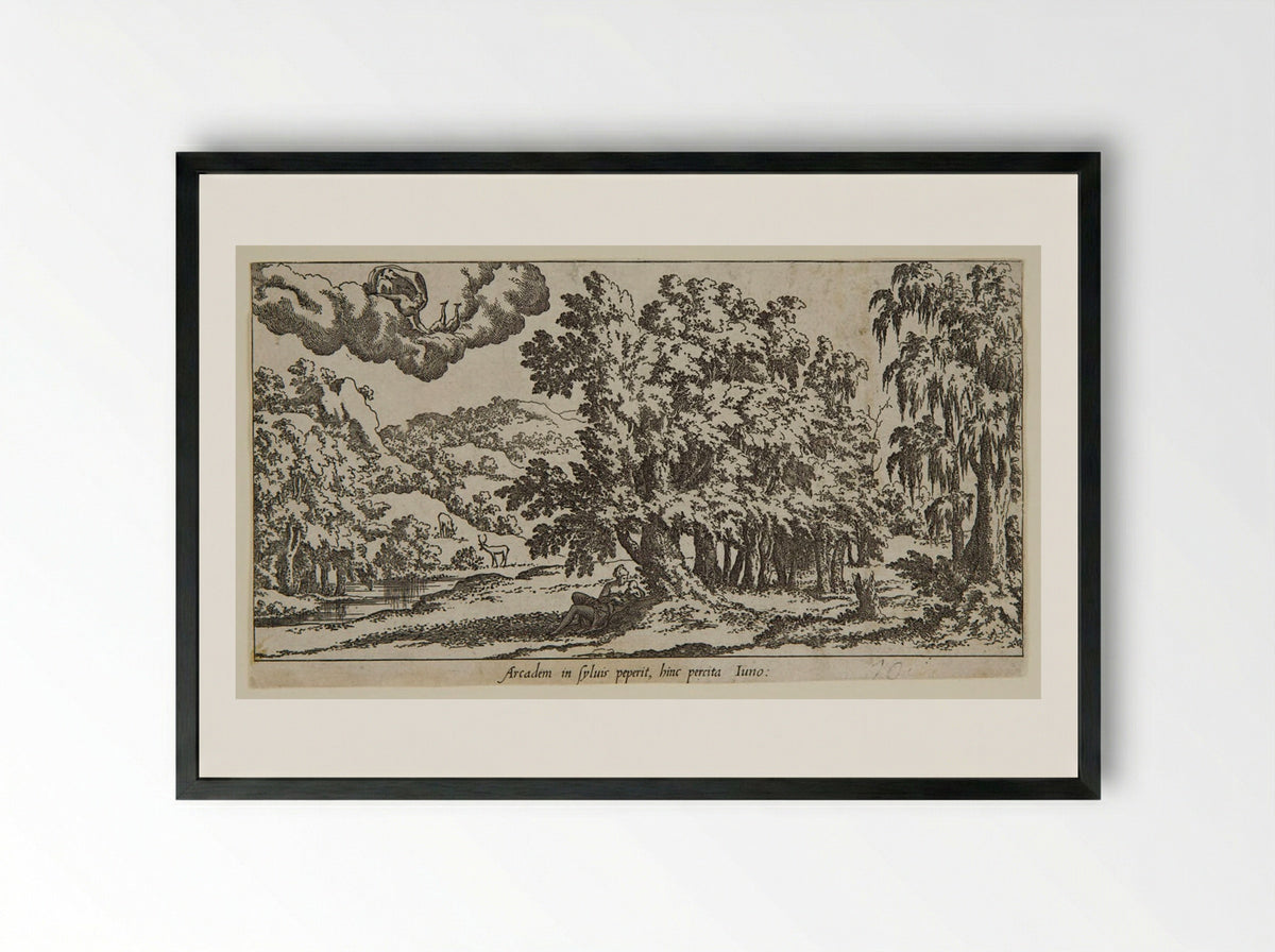 Callisto Giving Birth to Arcas - Léon Davent - Framed Print Black