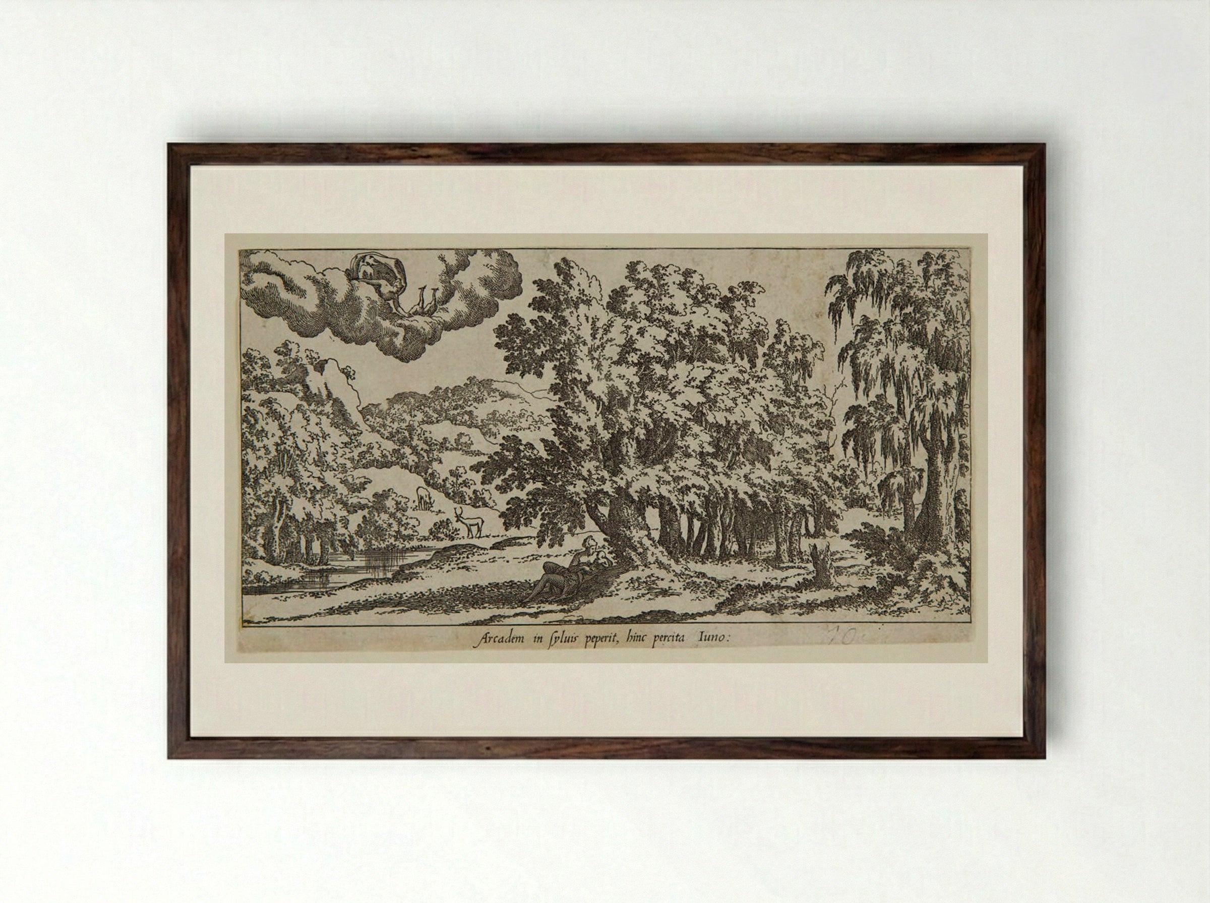 Callisto Giving Birth to Arcas - Léon Davent - Framed Print Dark Wood