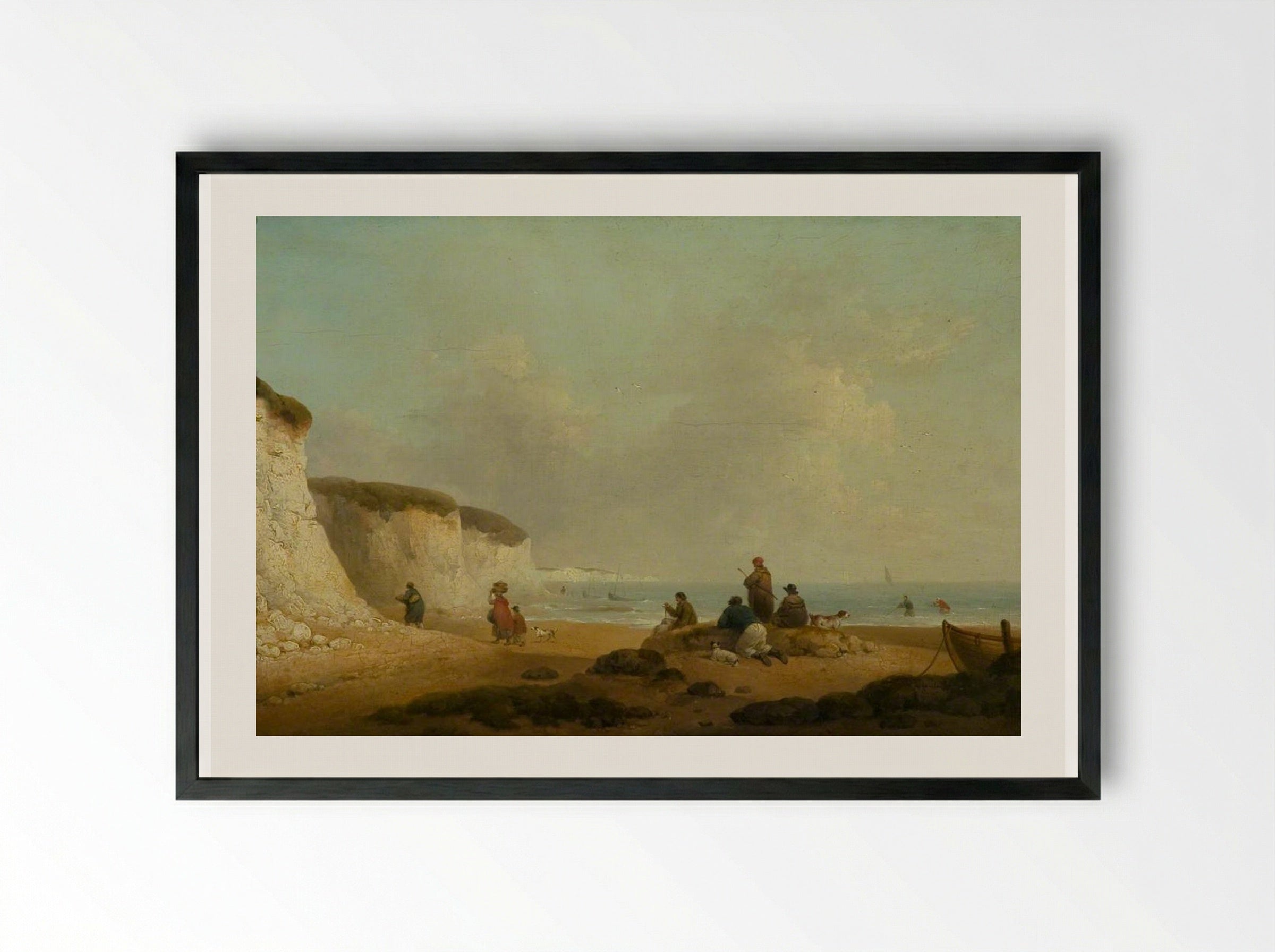 Calm off the Coast of the Isle of Wight - George Morland - Framed Print Black