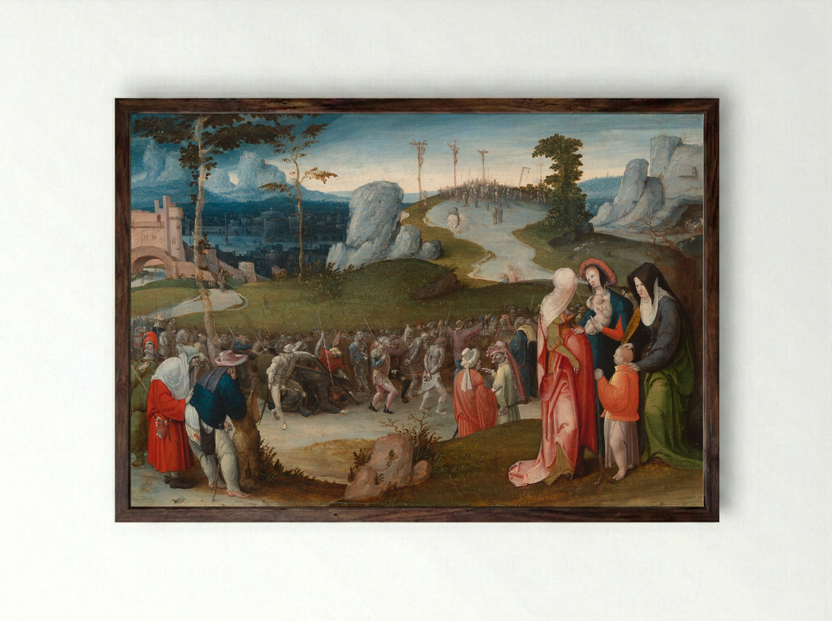Calvary - Pseudo Jan Wellens de Cock - Framed Print Dark Wood